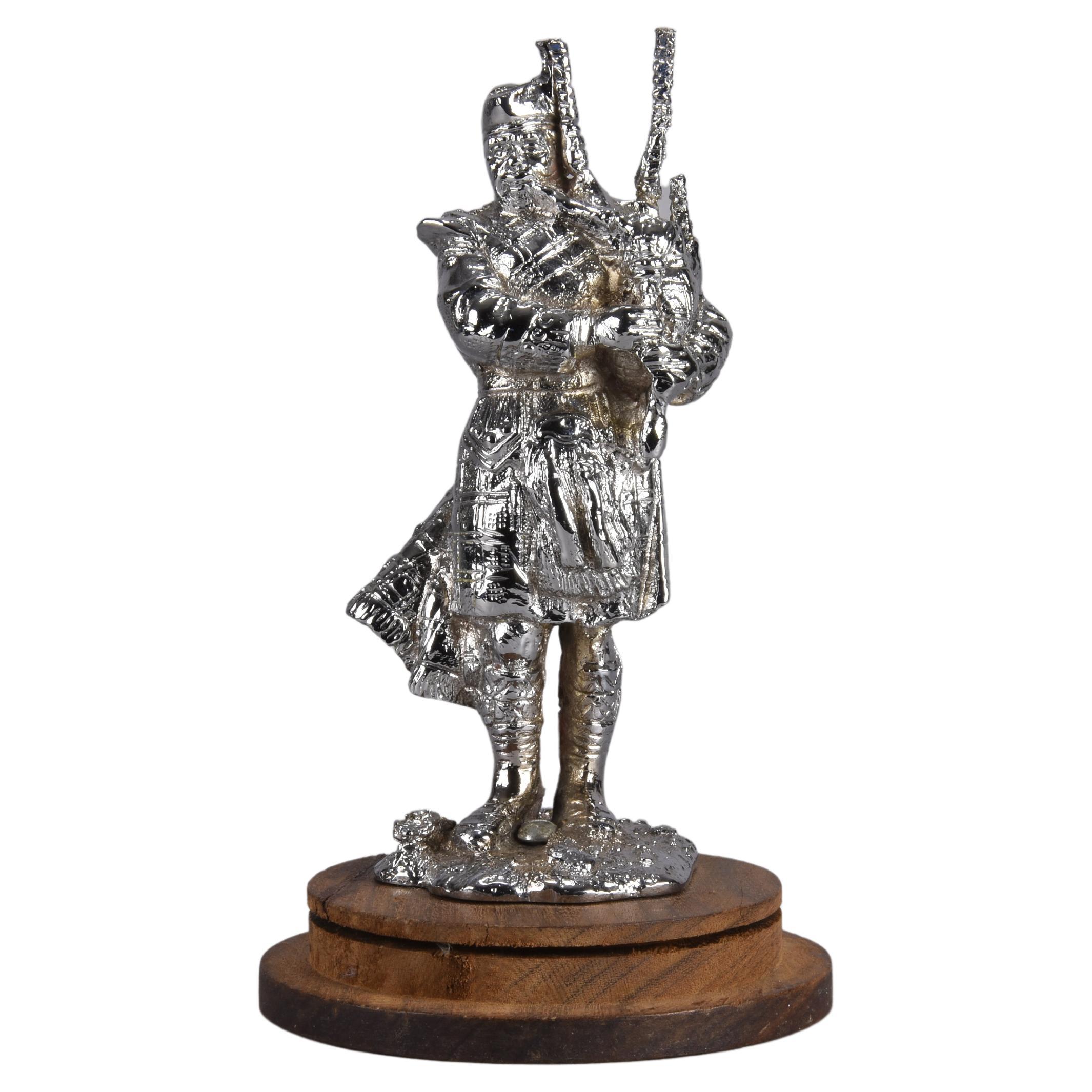Early 20th Century Chrome on Brass Car Mascot Entitled "Bagpipes"