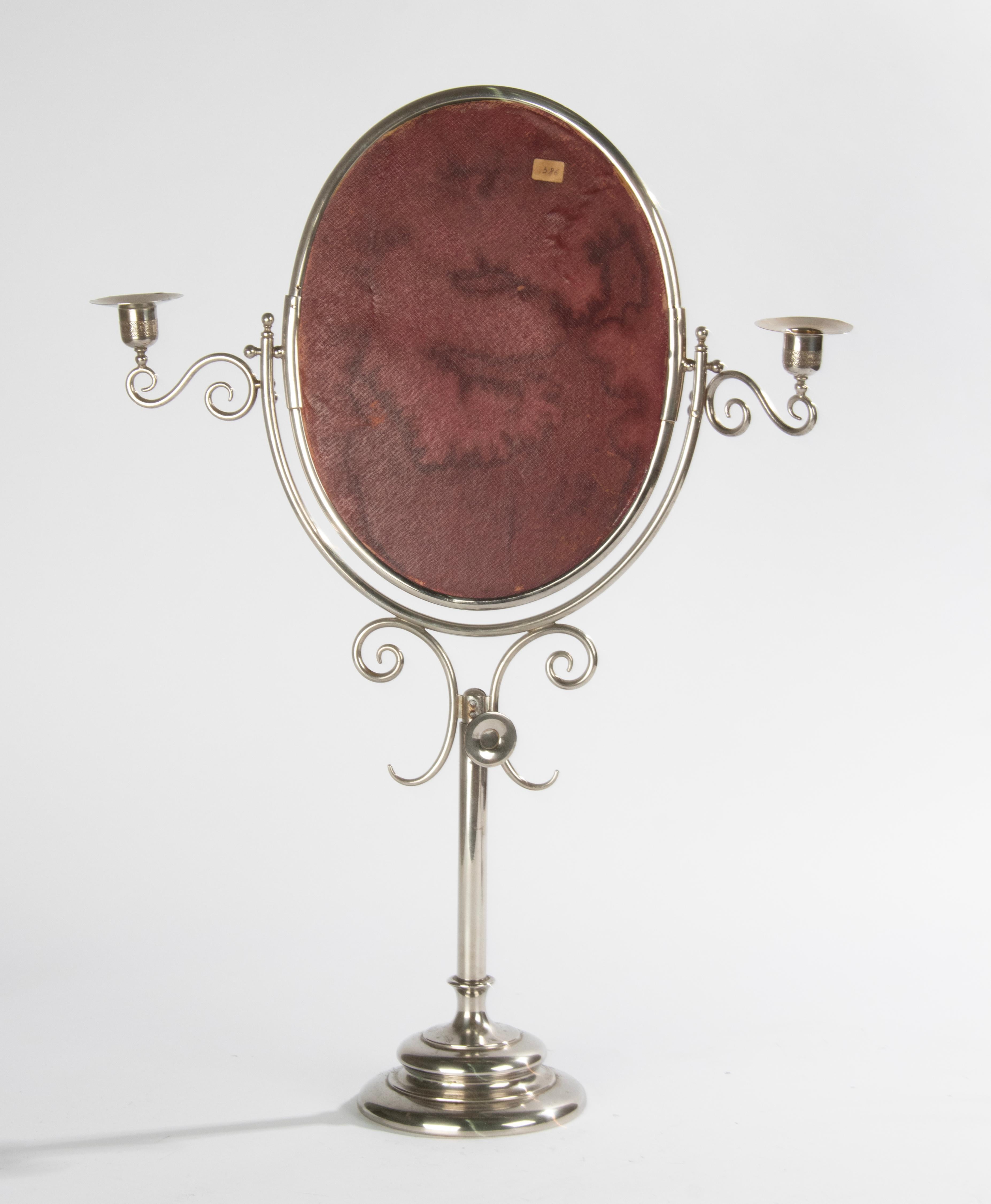 Early 20th Century Chrome Plated Table Vanity Mirrir Casndlesticks For Sale 6