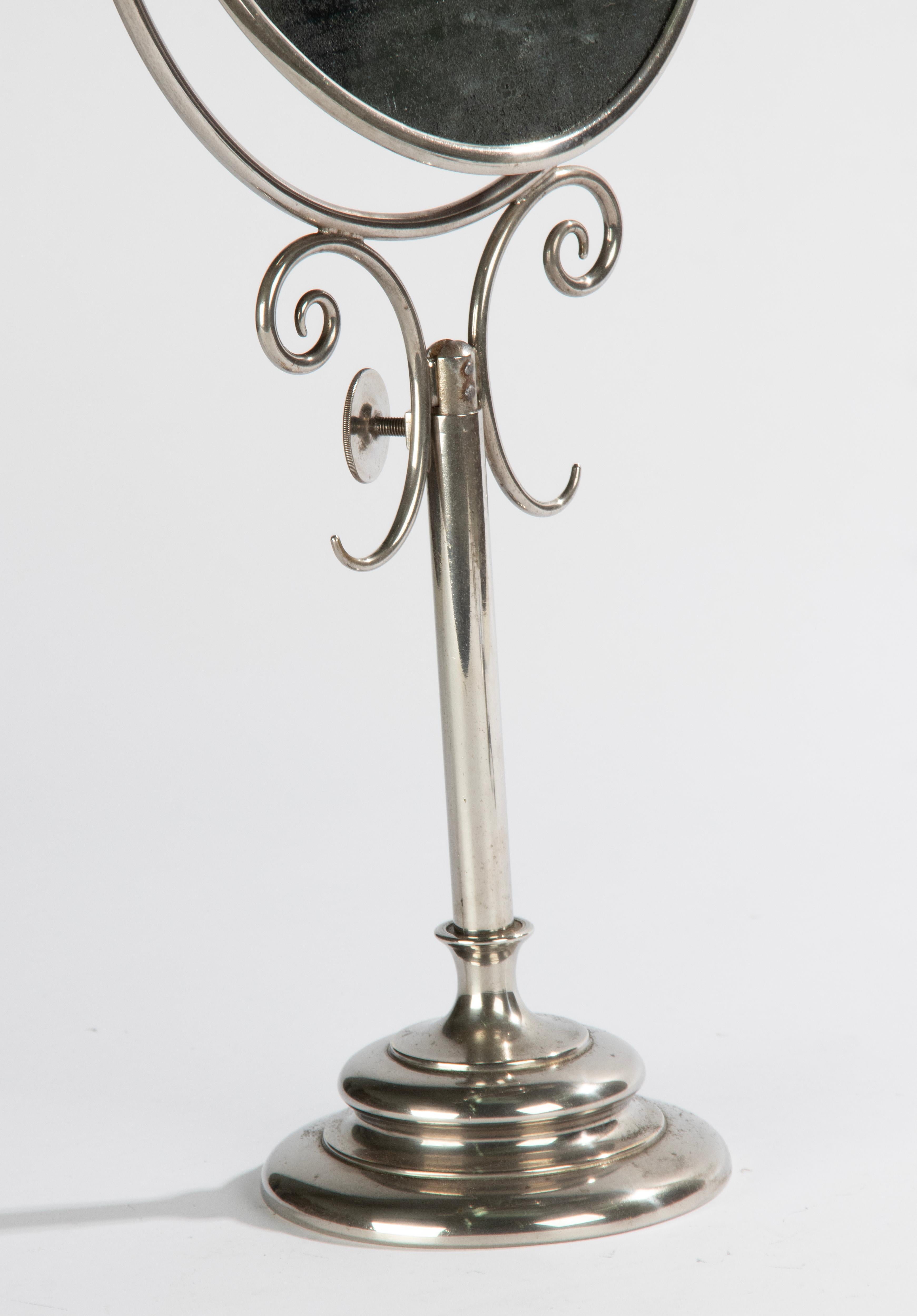 Early 20th Century Chrome Plated Table Vanity Mirrir Casndlesticks For Sale 8