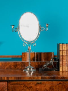 Early 20th Century Chrome Plated Table Vanity Mirrir Casndlesticks