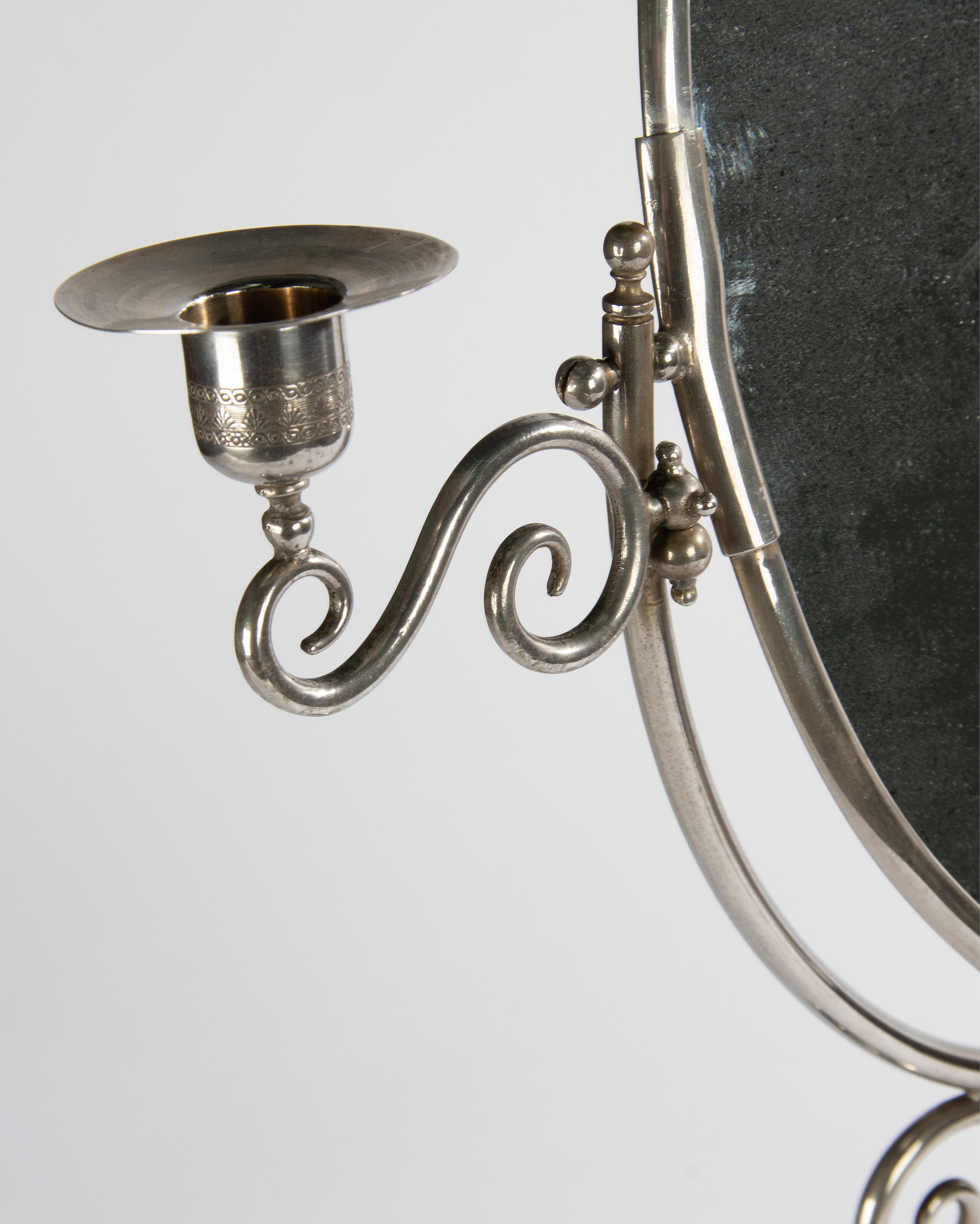 Début du 20ème siècle Table vanité miroir chromé Chandeliers Bon état - En vente à Casteren, Noord-Brabant