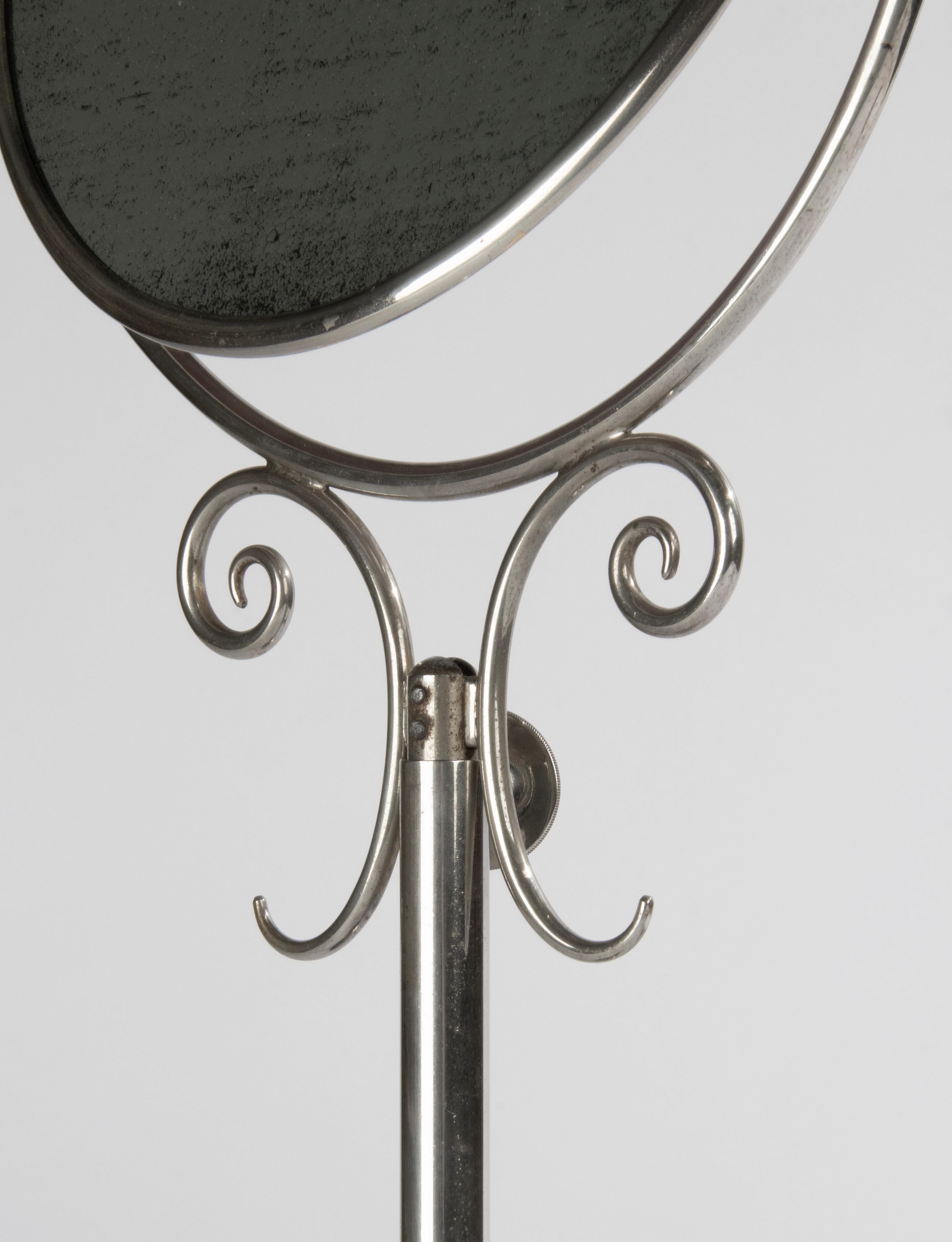 Early 20th Century Chrome Plated Table Vanity Mirrir Casndlesticks For Sale 2