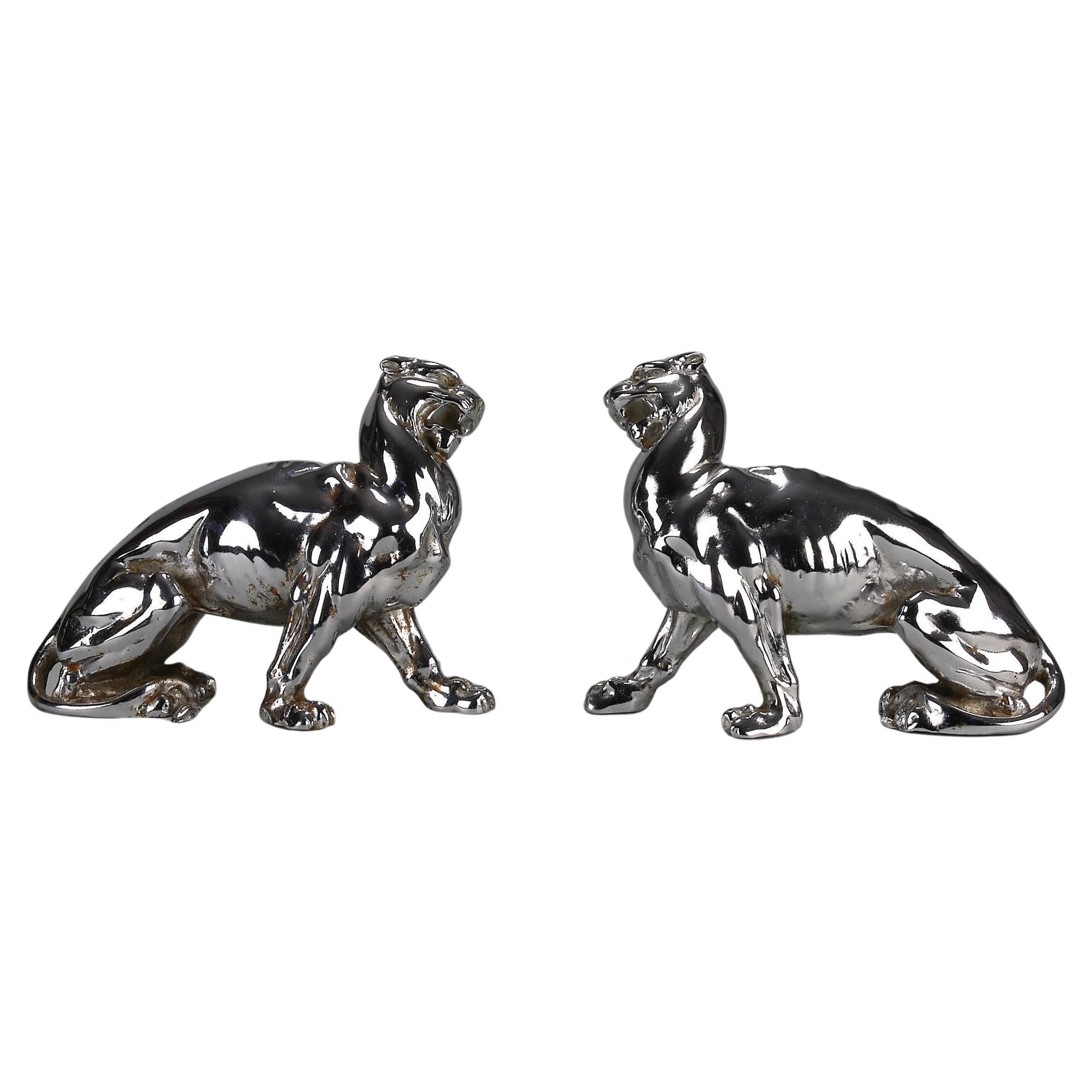 Early 20th Century Chromed Cast Iron entitled "Turning Panther" For Sale