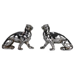 Early 20th Century Chromed Cast Iron entitled "Turning Panther"