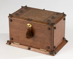 Early 20th Century Cigar Box - French - Oak - Engraved Decoration