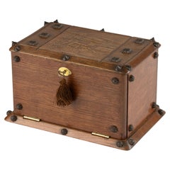 Early 20th Century Cigar Box - French - Oak - Engraved Decoration
