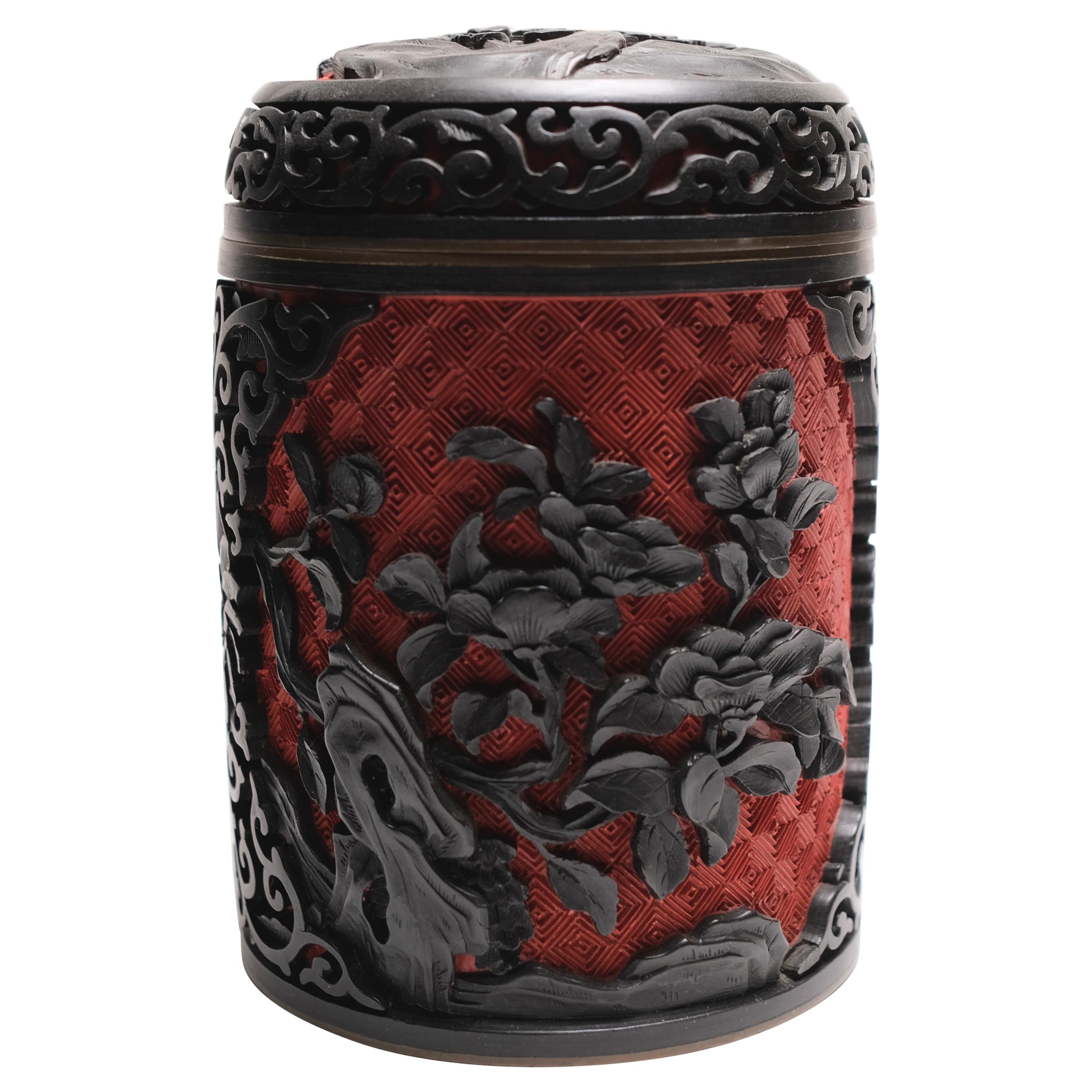 Early 20th Century Cinnabar Chinese Covered Jar For Sale