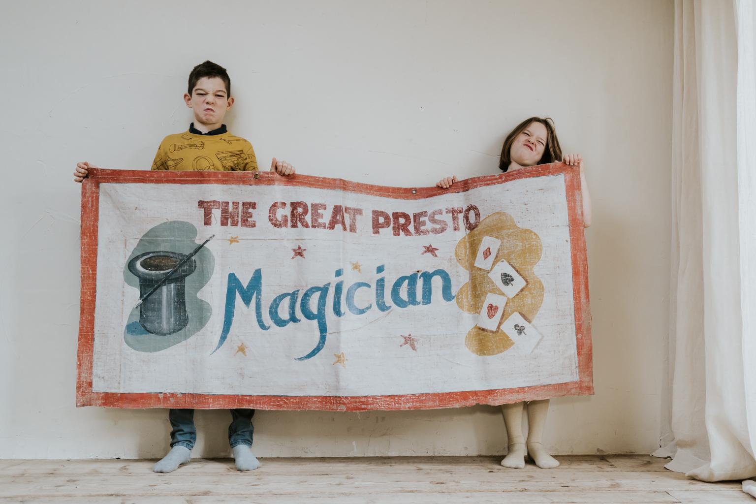 Hand-Painted Early 20th Century Circus Banner For Sale