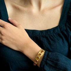 Bracciale antico in oro 14 carati con pietre citrine e miele