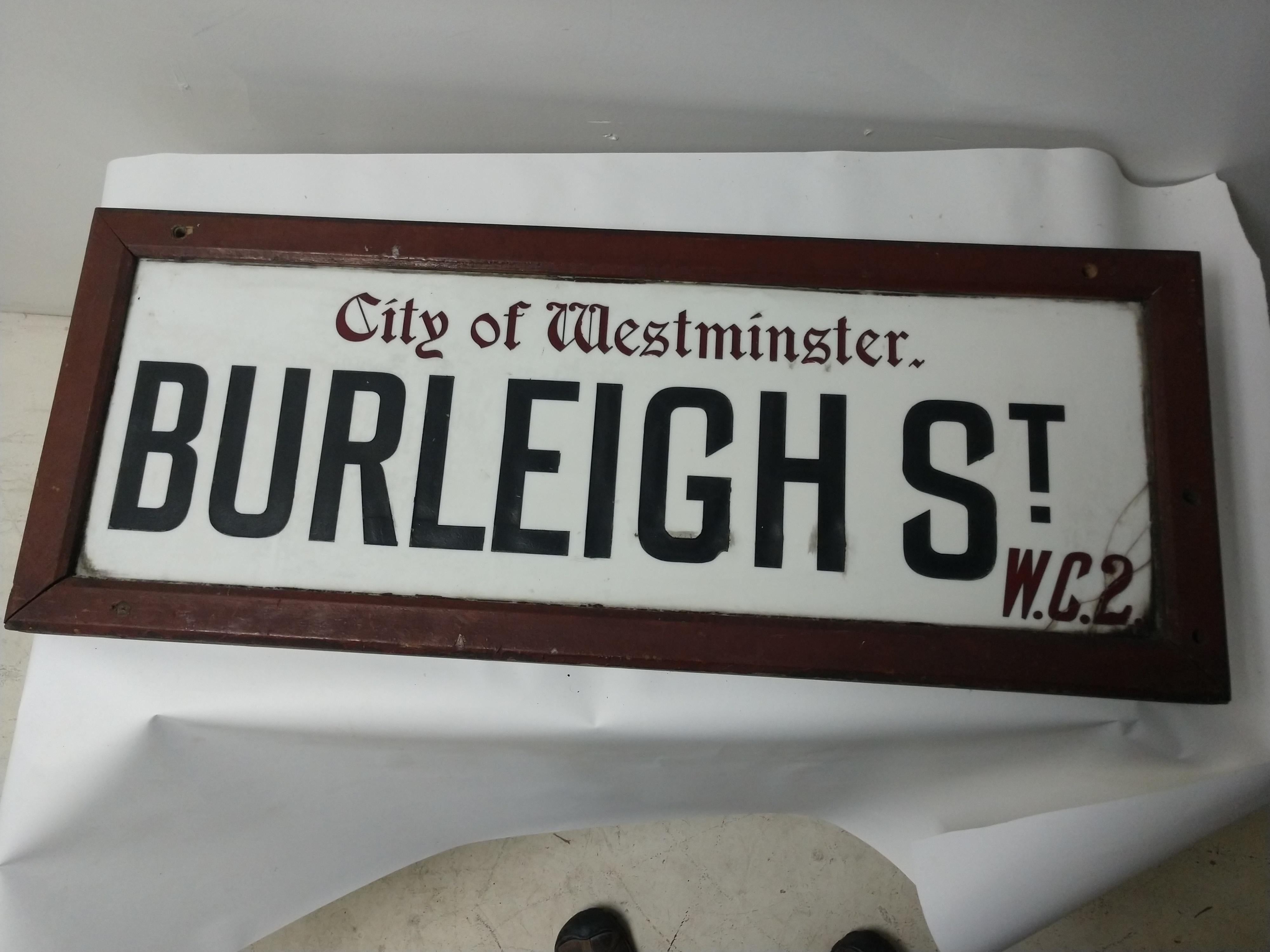 Early 20th Century City of Westminster London Antique Milk Glass Street Sign For Sale 1