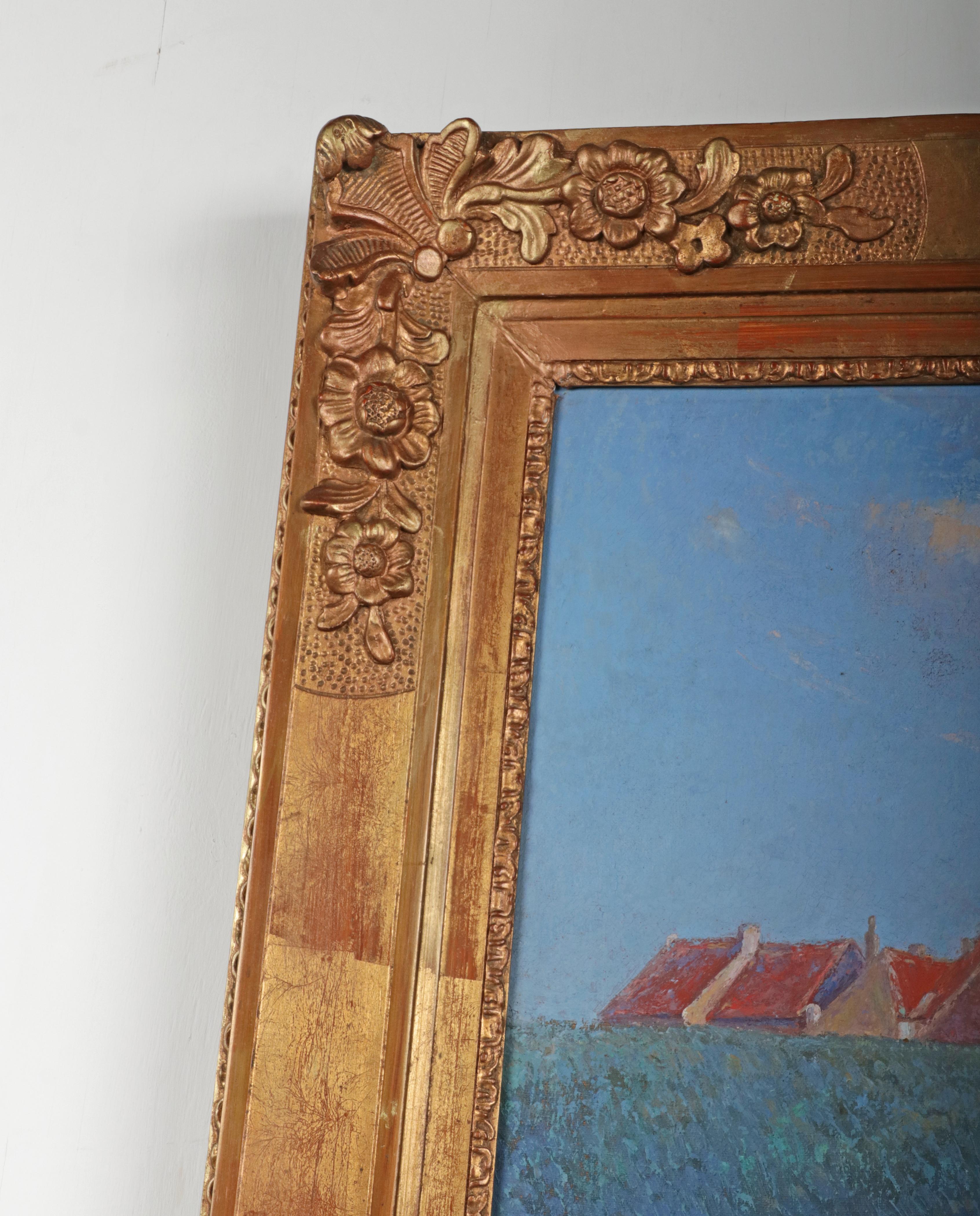 Peinture à l'huile «illo » de Adrien Paul Duerinckx représentant une vue de la ville, début du 20e siècle en vente 4