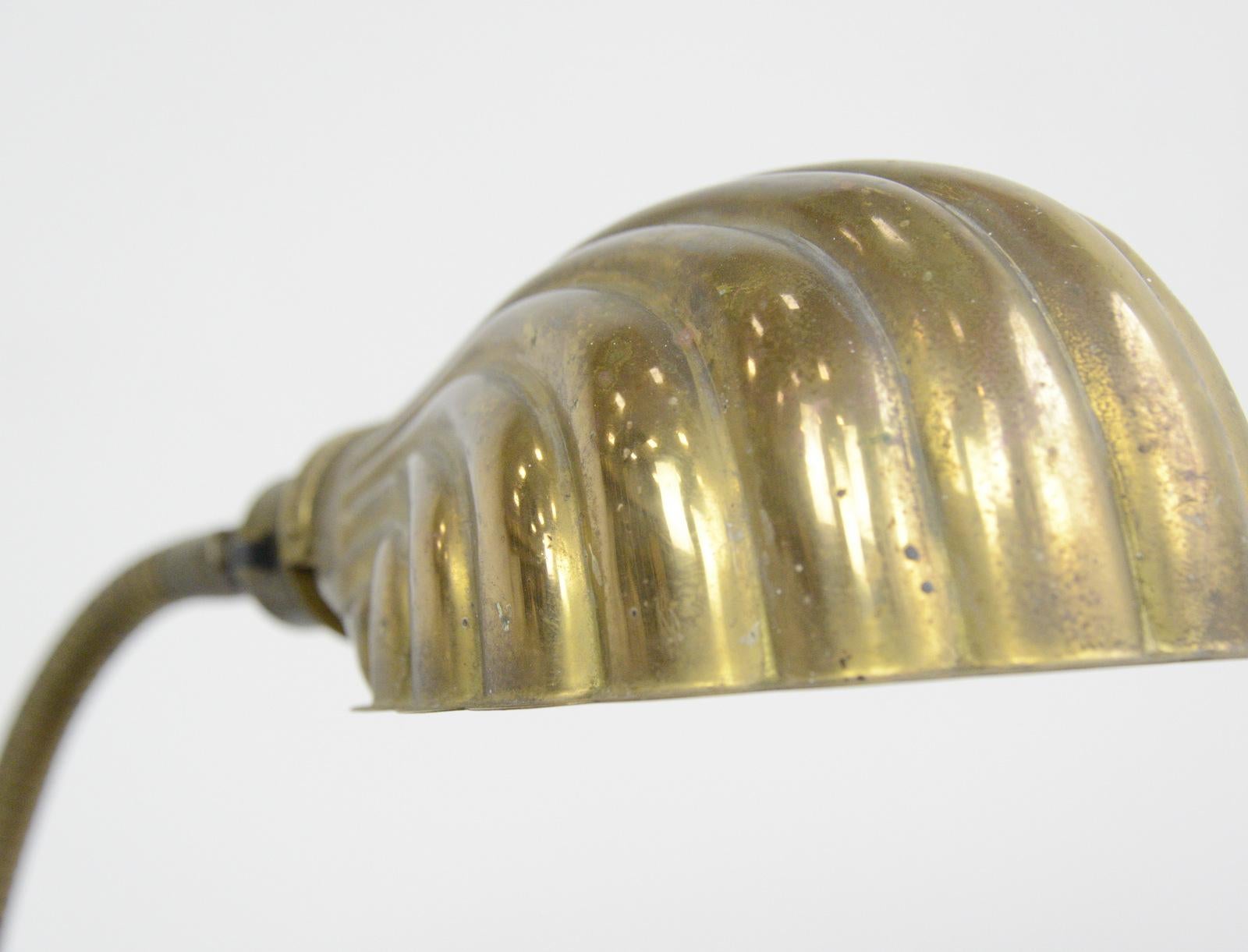 Brass Early 20th Century Clam Shell Desk Lamp, circa 1910
