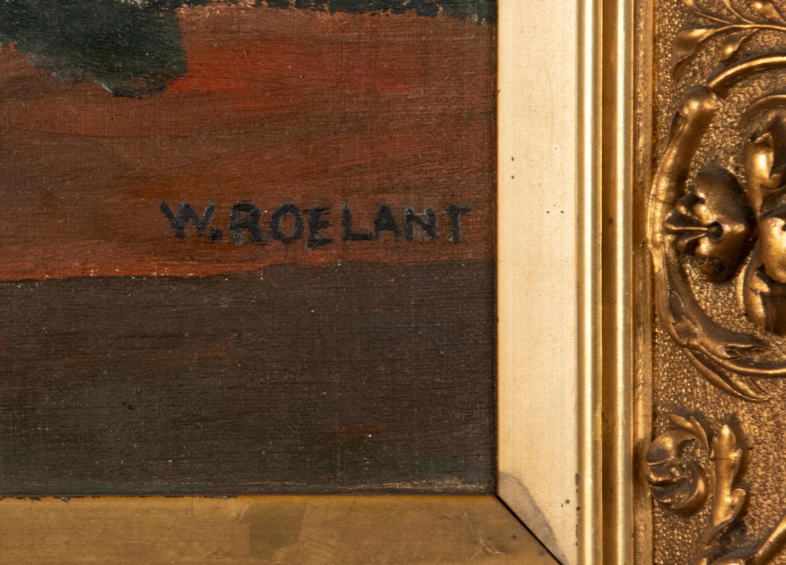 Peint à la main Peinture à l'huile classique du début du XXe siècle, nature morte de homard de W. Roelant en vente