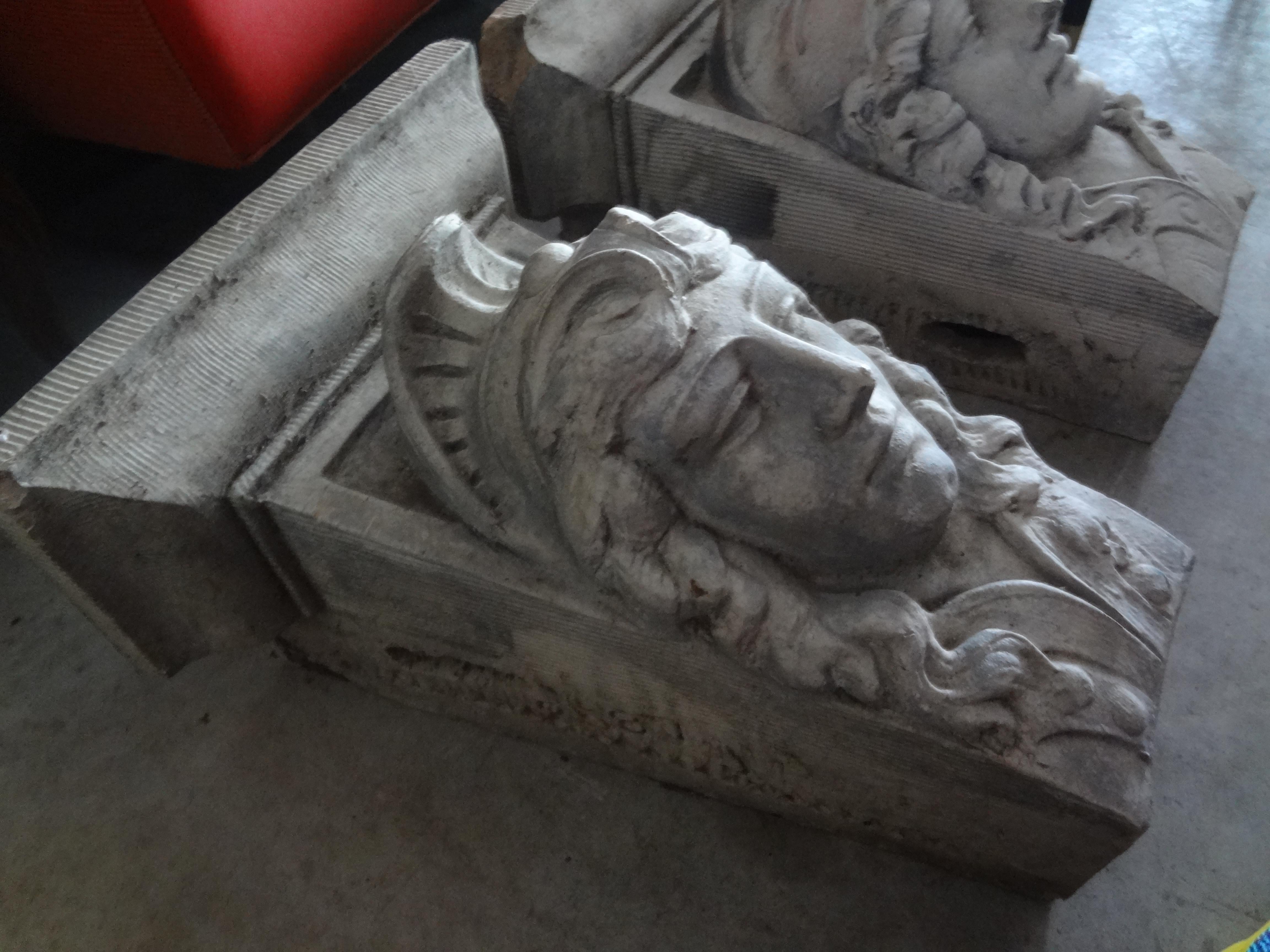 Cement Pair of Early 20th Century Classical Style Architectural Wall Corbels