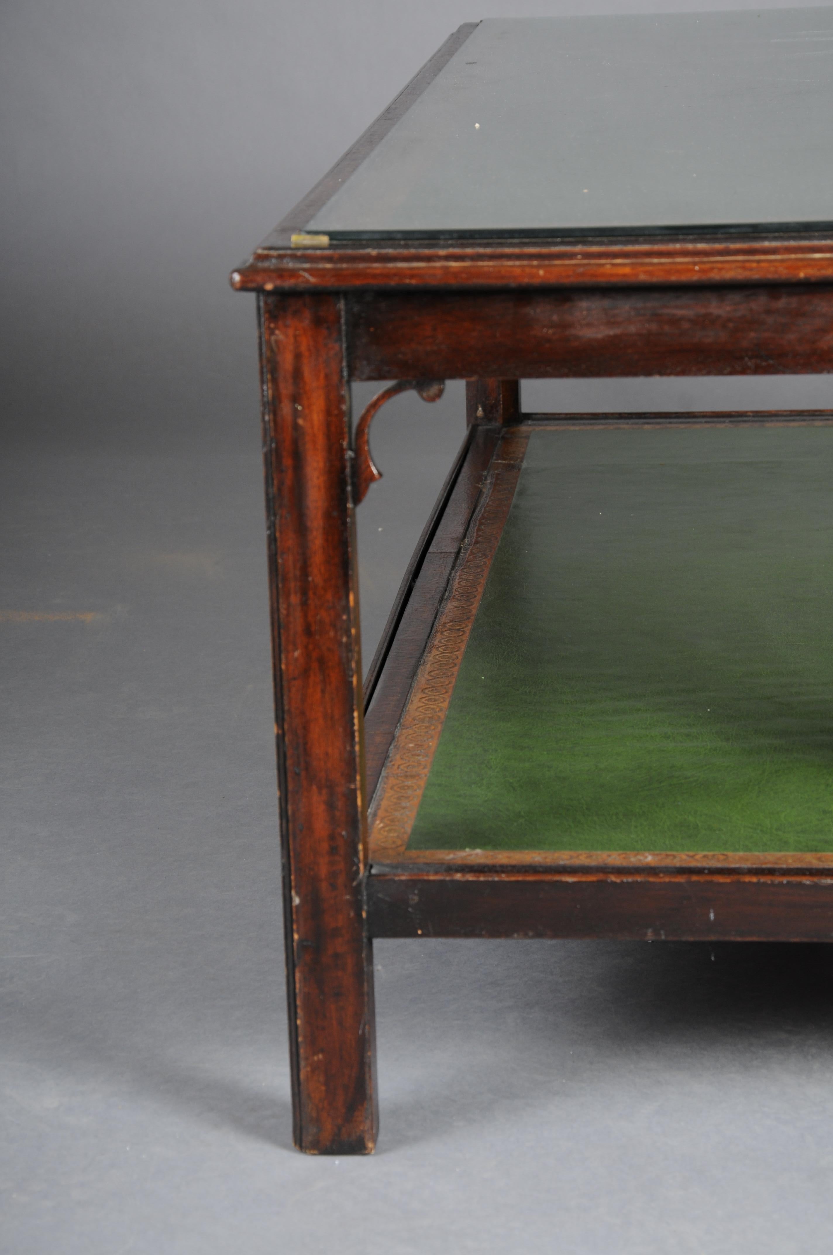 early 20th Century Classicist English Coffee Table Leather Top For Sale 9