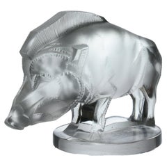 Early-20th Century Clear Glass Car Mascot Entitled "Sanglier" by René Lalique