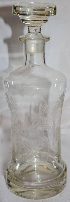Etched Glass Decanter with Flowers