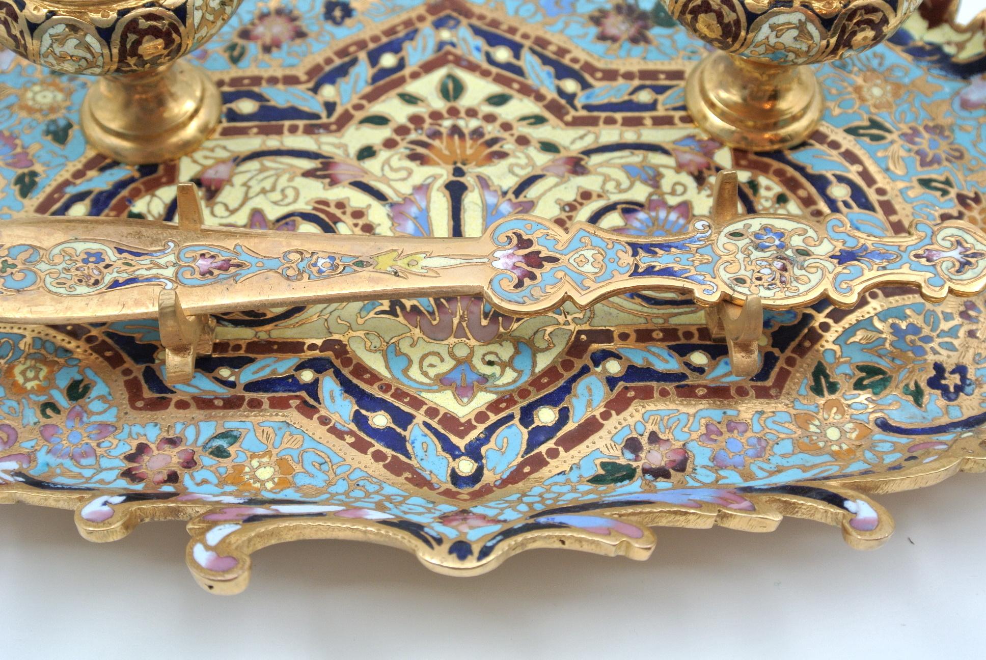 Early 20th Century Cloisonné Bronze Desk Set in Napoleon III Style 6