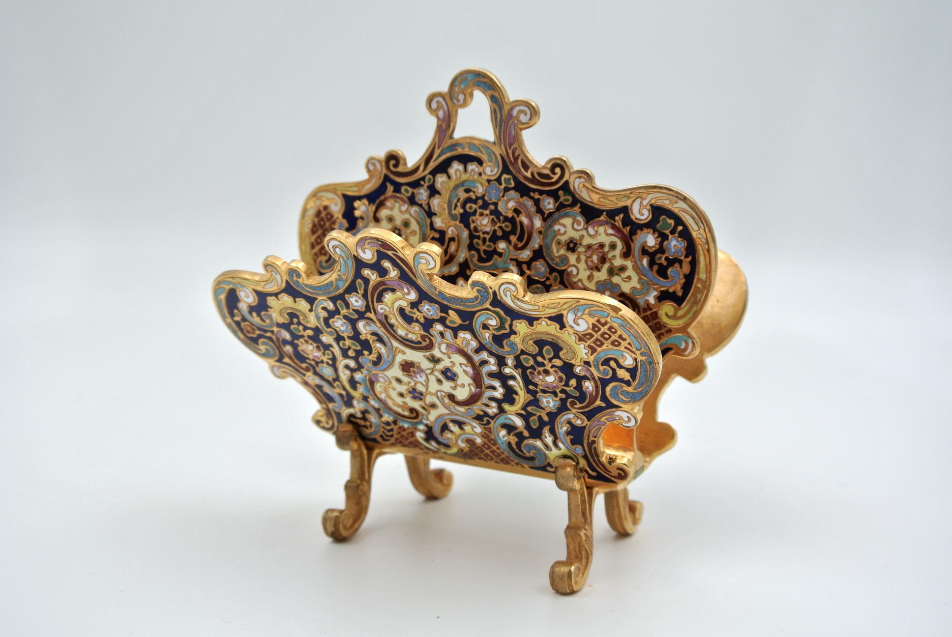 Early 20th Century Cloisonné Bronze Desk Set in Napoleon III Style 10