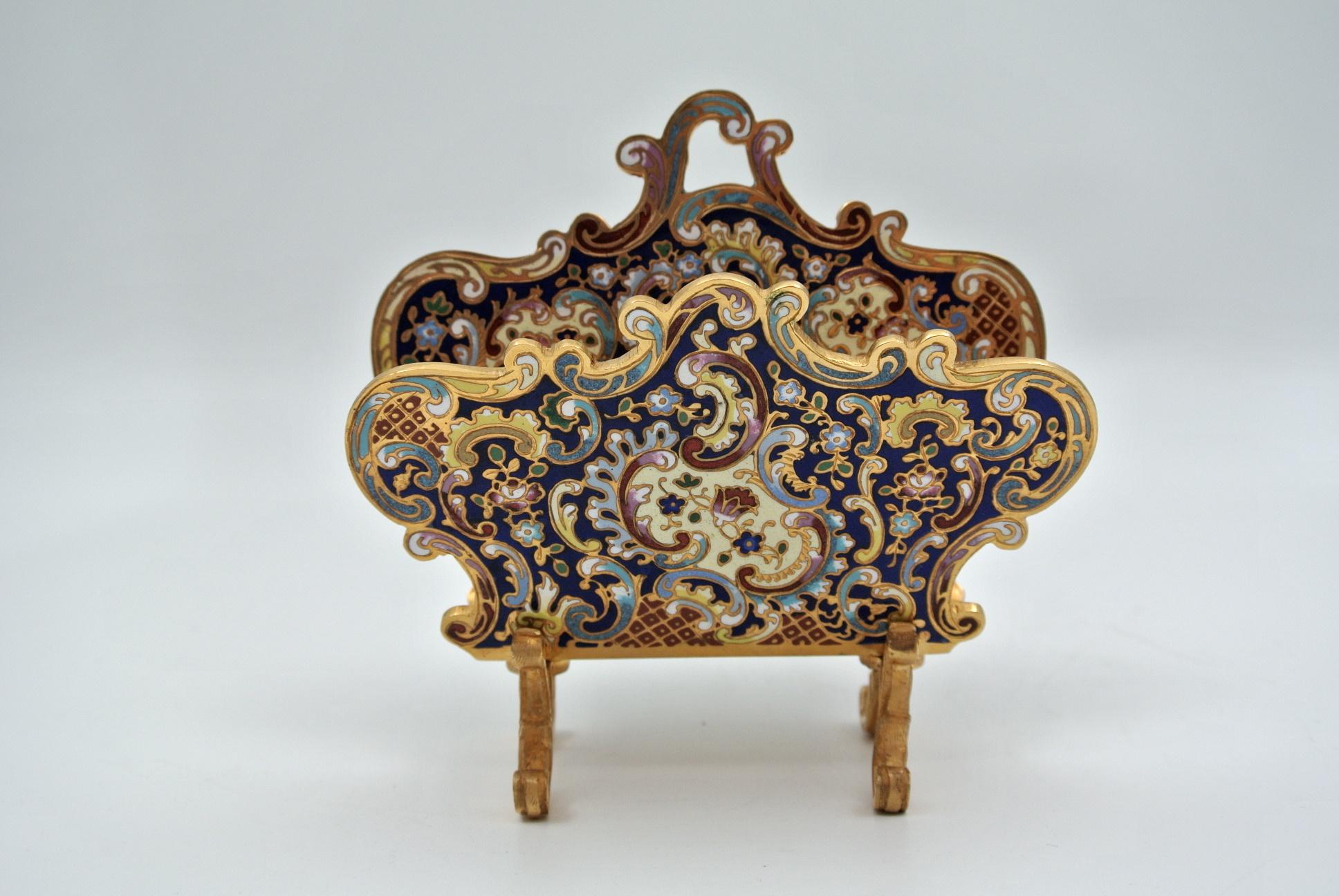 Early 20th Century Cloisonné Bronze Desk Set in Napoleon III Style 13