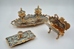 Early 20th Century Cloisonné Bronze Desk Set in Napoleon III Style