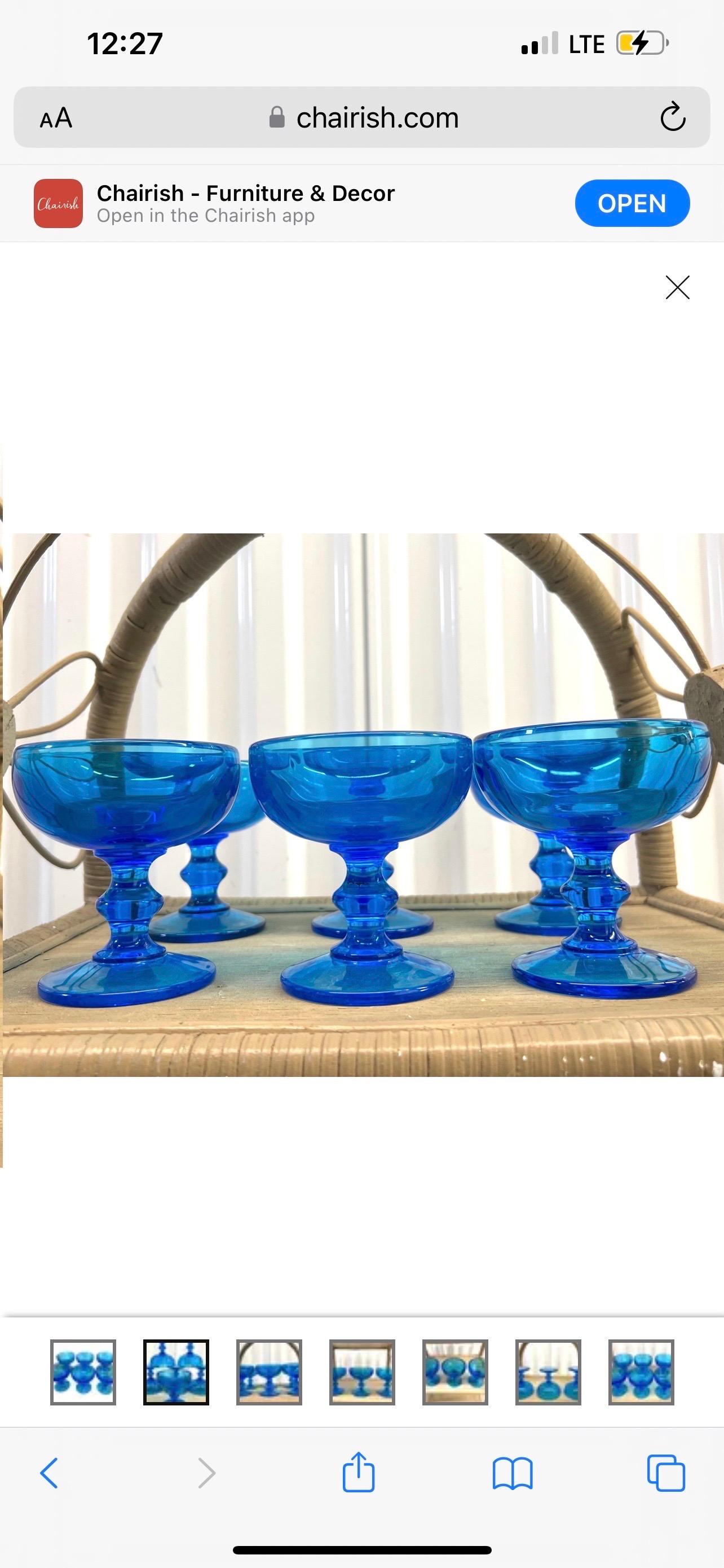 Bauhaus Early 20th Century Cobalt Blue Champagne/ Dessert Glasses - Set of 6 For Sale