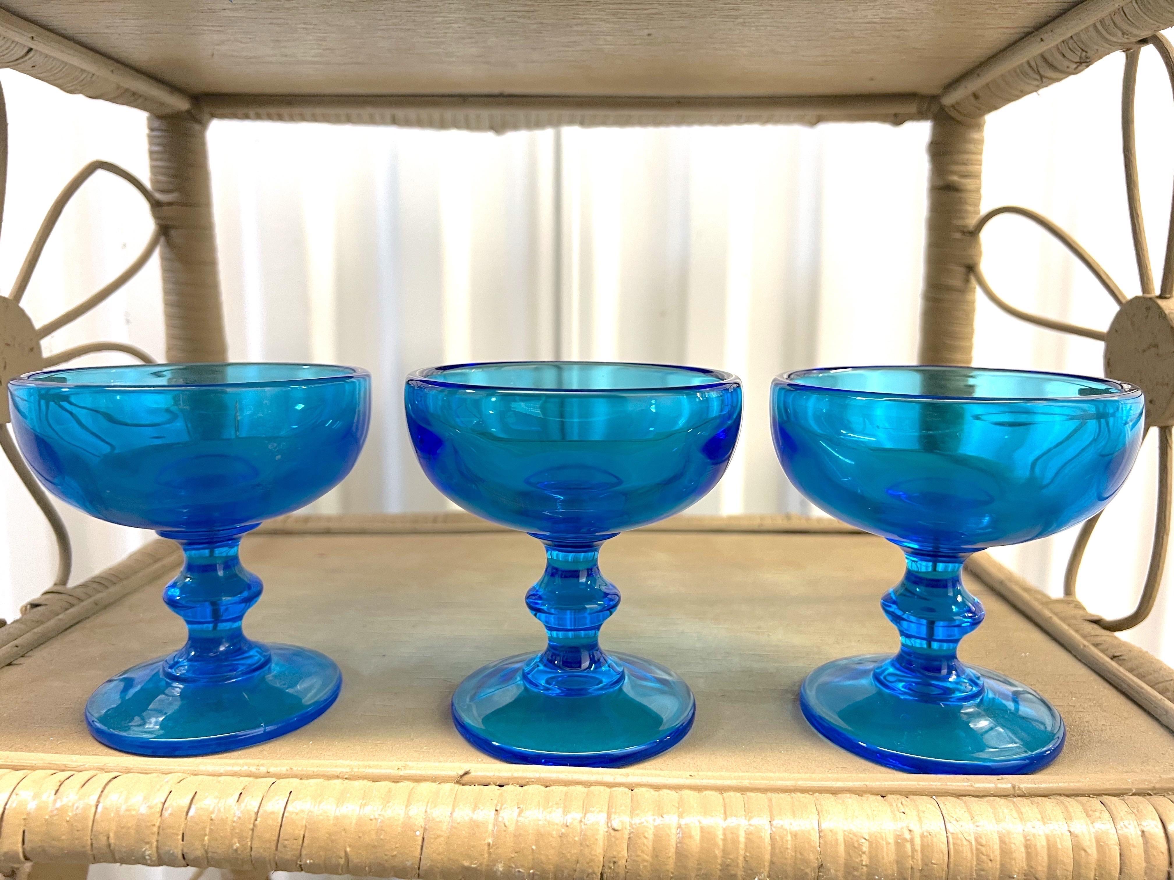 American Early 20th Century Cobalt Blue Champagne/ Dessert Glasses - Set of 6 For Sale