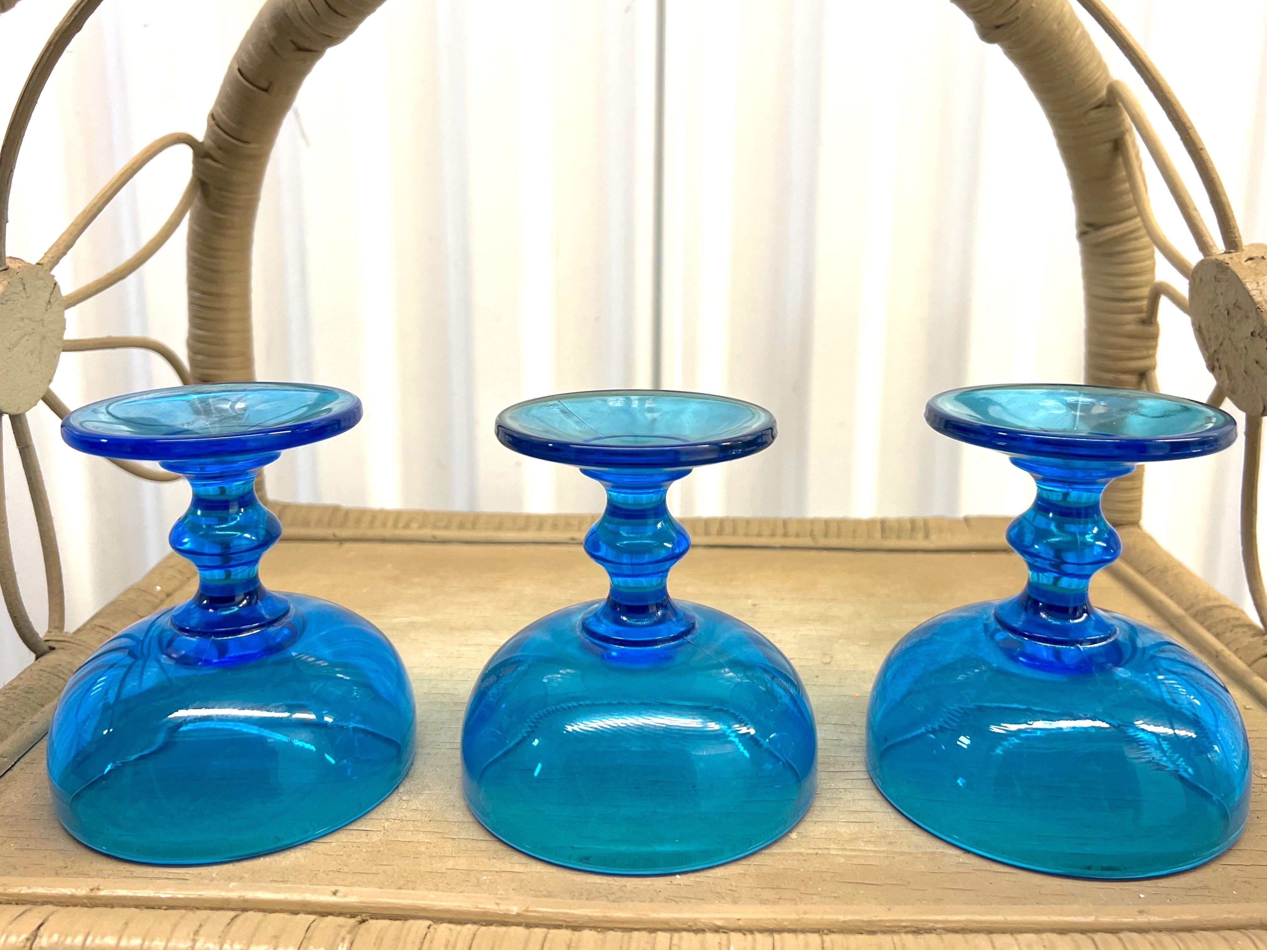 Early 20th Century Cobalt Blue Champagne/ Dessert Glasses - Set of 6 For Sale 1