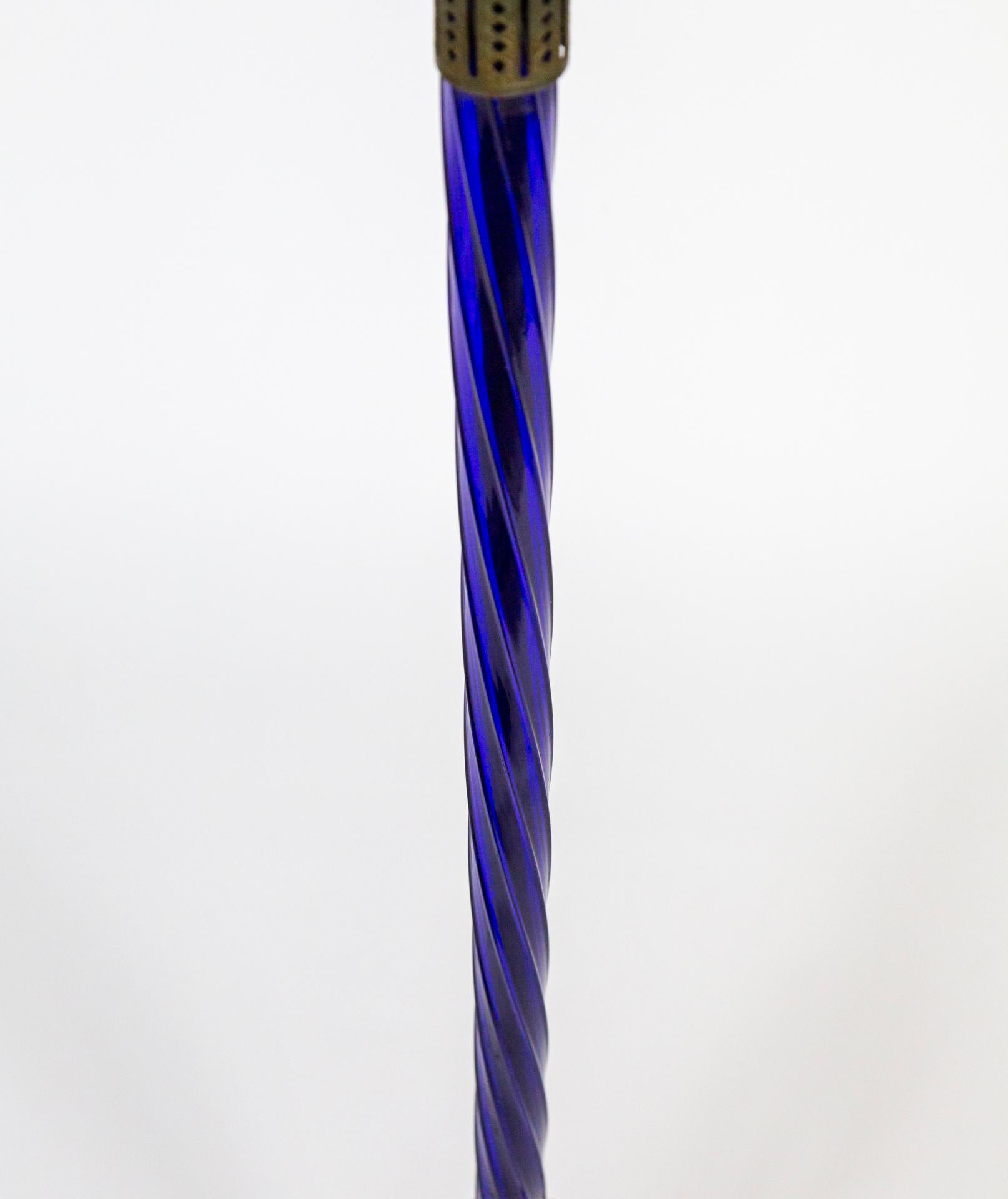 Early 20th Century Cobalt Blue Glass Floor Lamp with Anglo-Indian Details For Sale 4