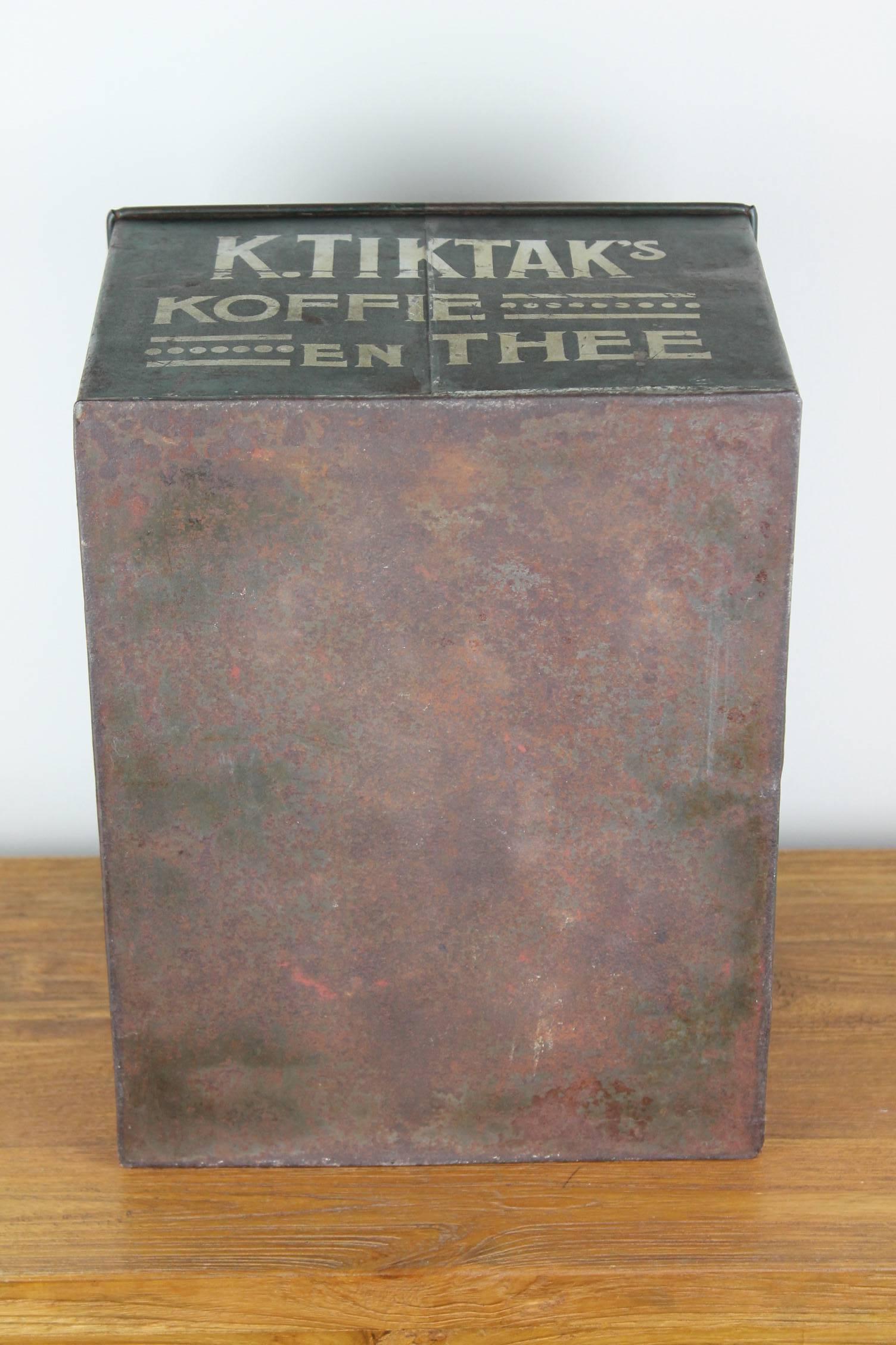 Antique Coffee and Tea Tin K. Tiktak's Amsterdam Groningen, Early 20th Century For Sale 3