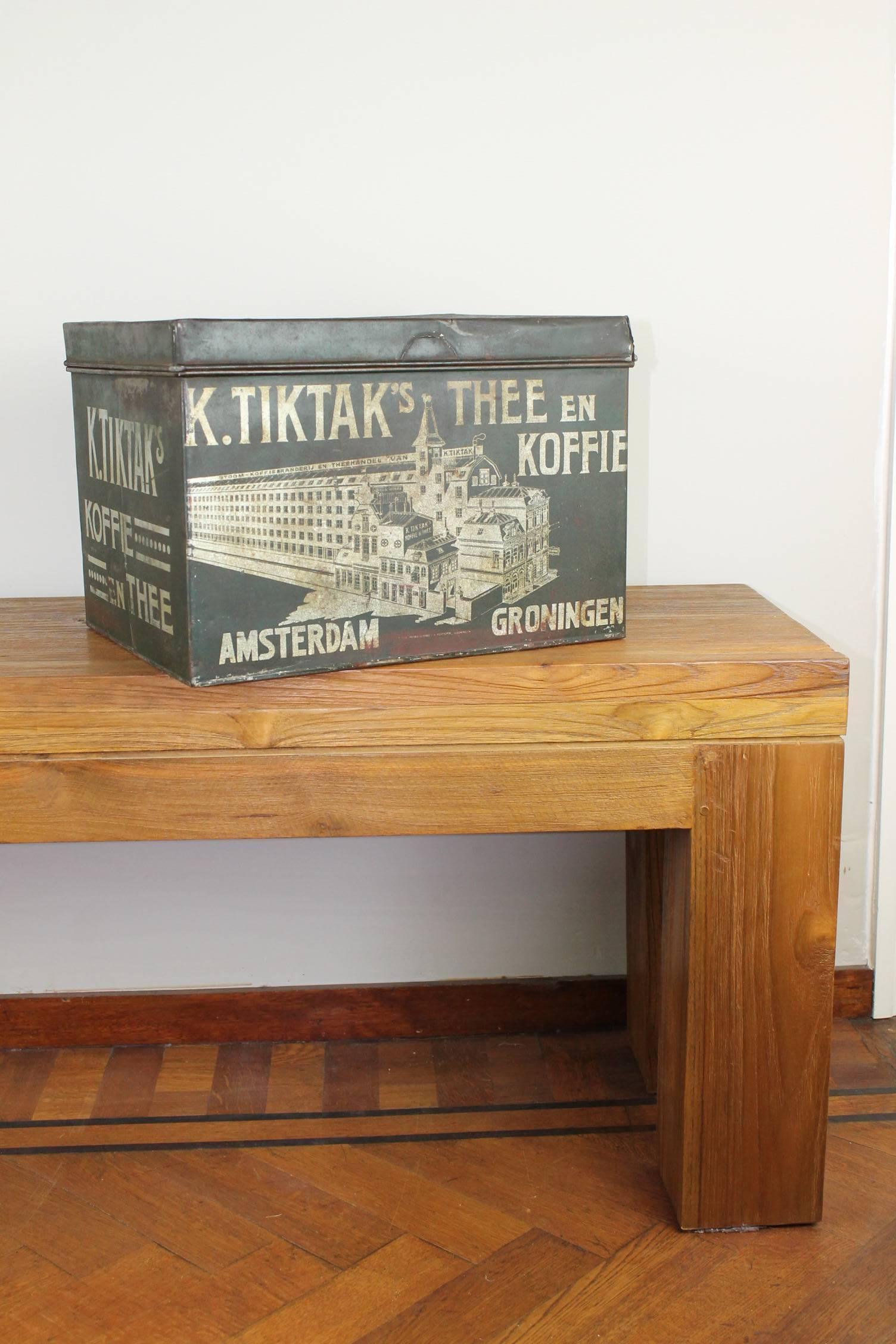 Antique Coffee and Tea Tin K. Tiktak's Amsterdam Groningen, Early 20th Century For Sale 7