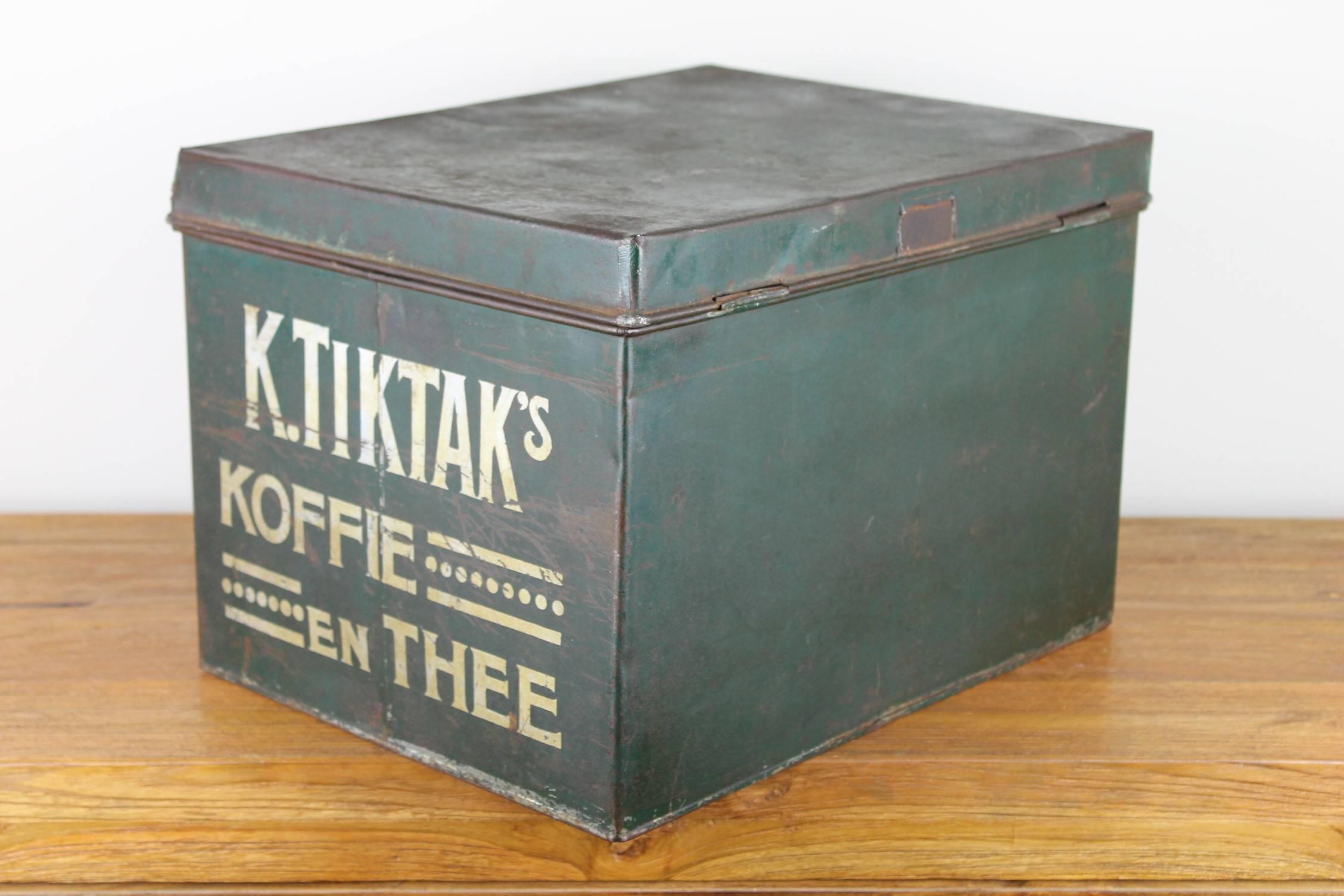 Dutch Antique Coffee and Tea Tin K. Tiktak's Amsterdam Groningen, Early 20th Century For Sale