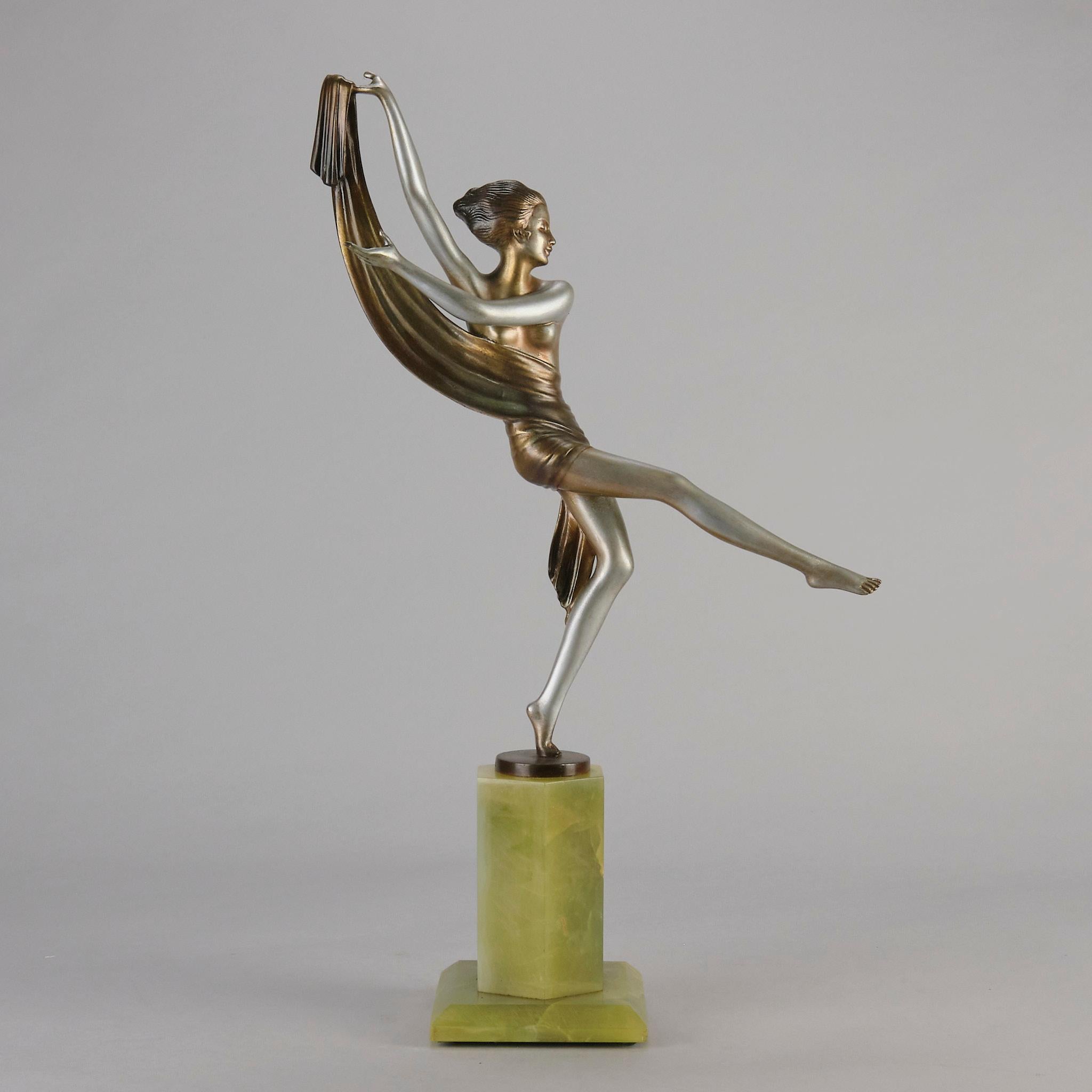 Austrian Early 20th Century Cold-Painted Art Deco Bronze entitled 