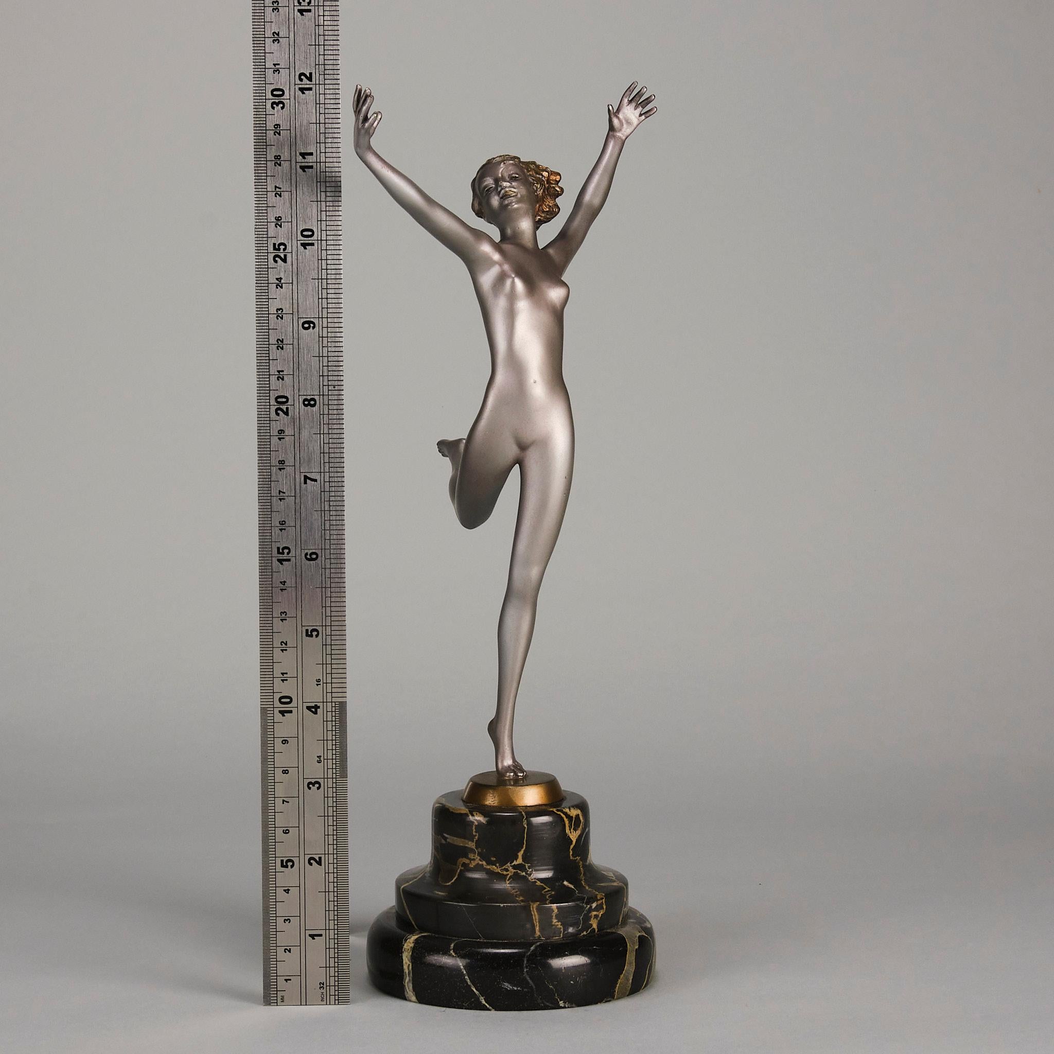 Early 20th Century Cold-Painted Austrian Bronze entitled Louise by Josef Lorenzl For Sale 6