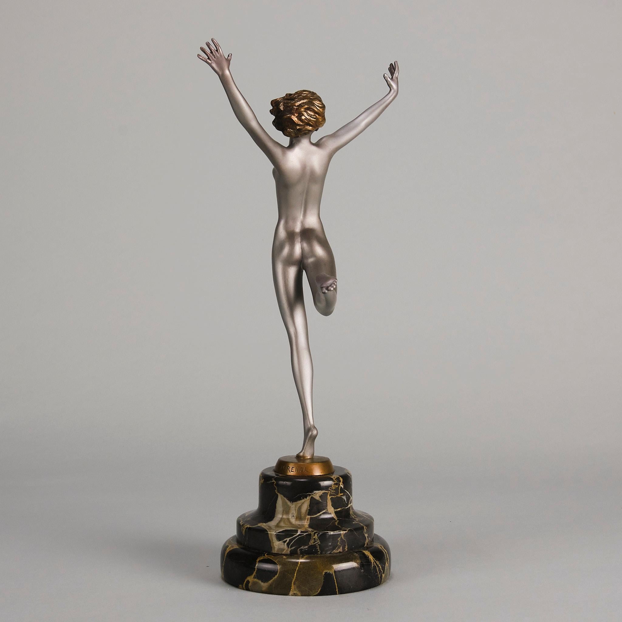 Early 20th Century Cold-Painted Austrian Bronze entitled Louise by Josef Lorenzl For Sale 3