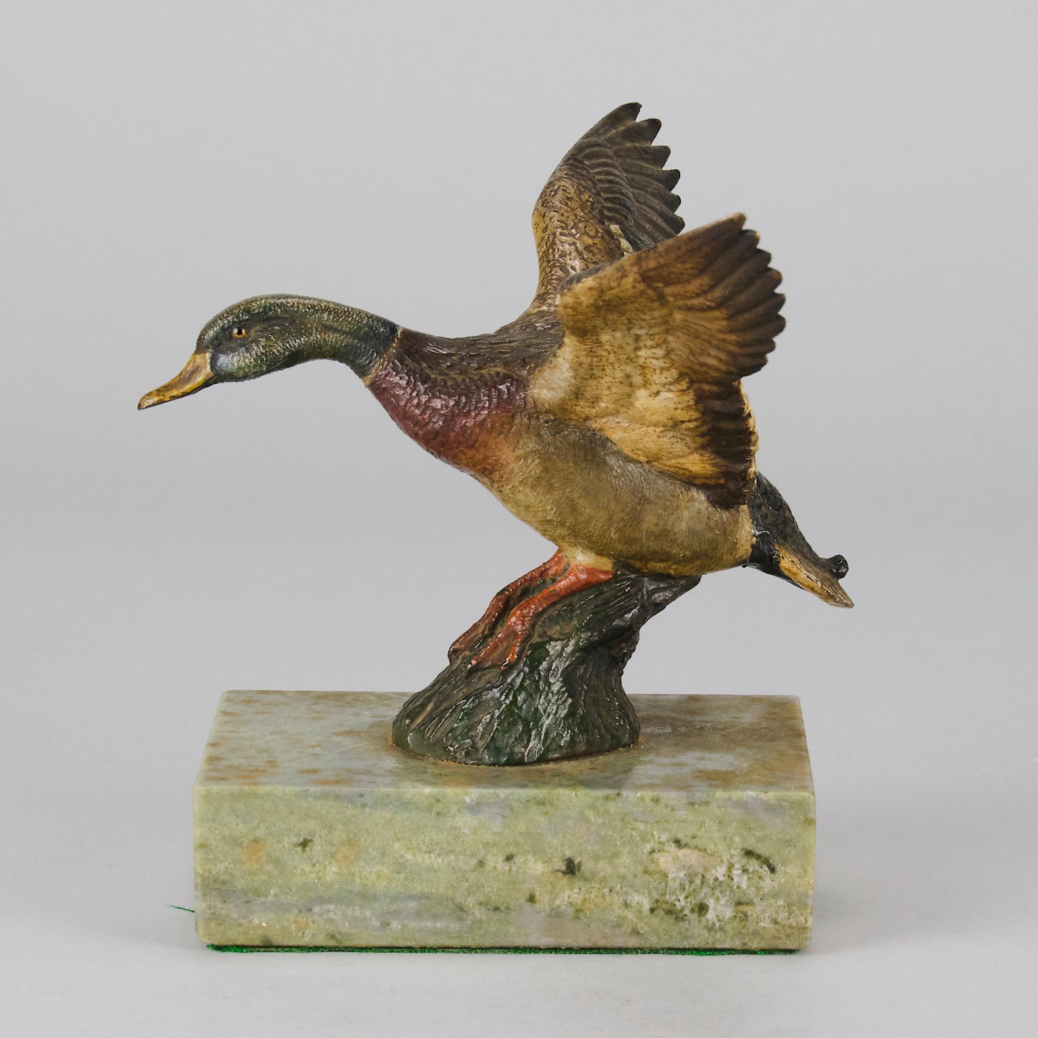 Early 20th Century Cold-Painted Austrian Bronze Flying Duck In Good Condition For Sale In London, GB