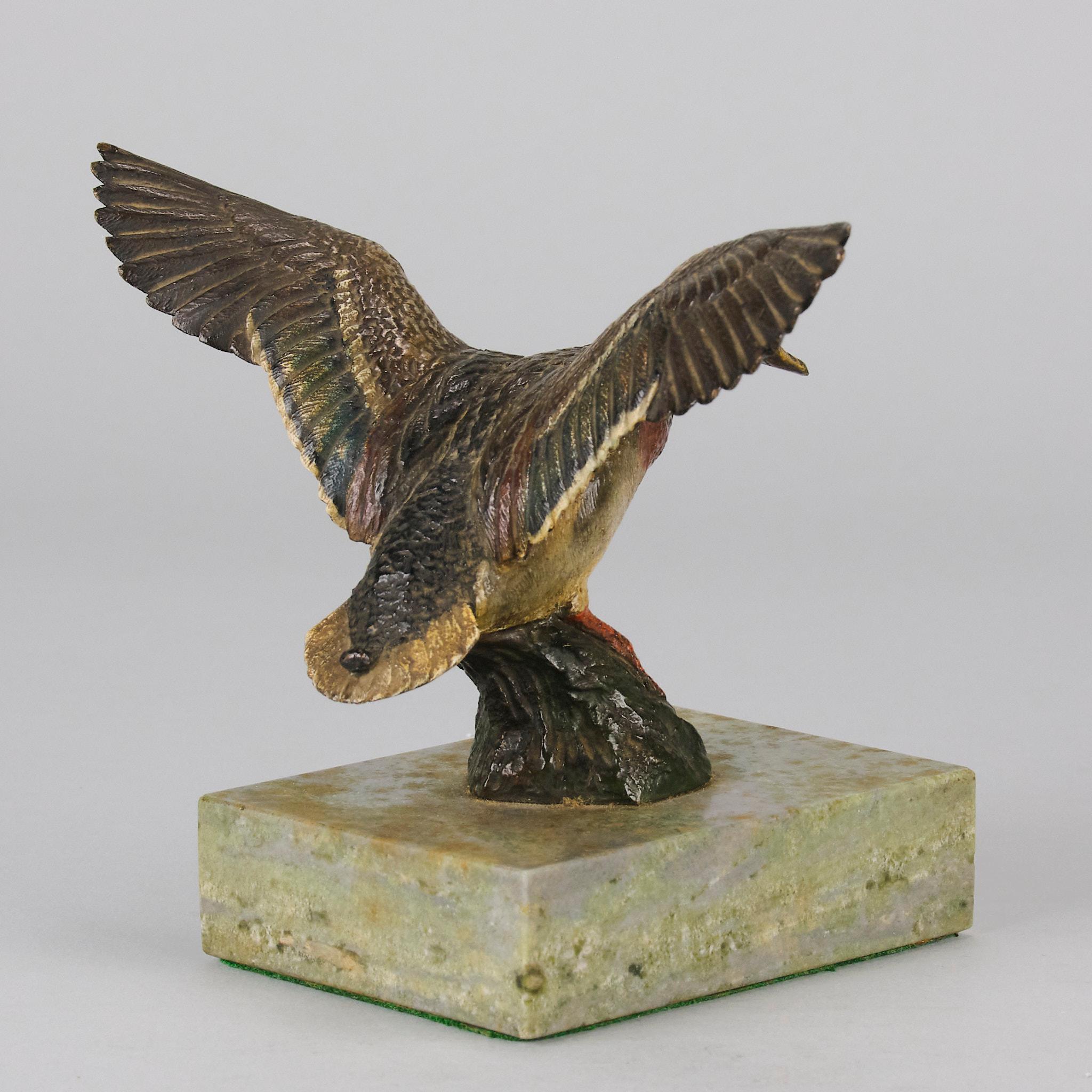 Early 20th Century Cold-Painted Austrian Bronze Flying Duck For Sale 4