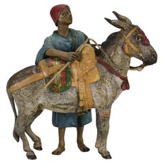 Early 20th Century Cold-Painted Bronze "Boy & Donkey" by Franz Bergman