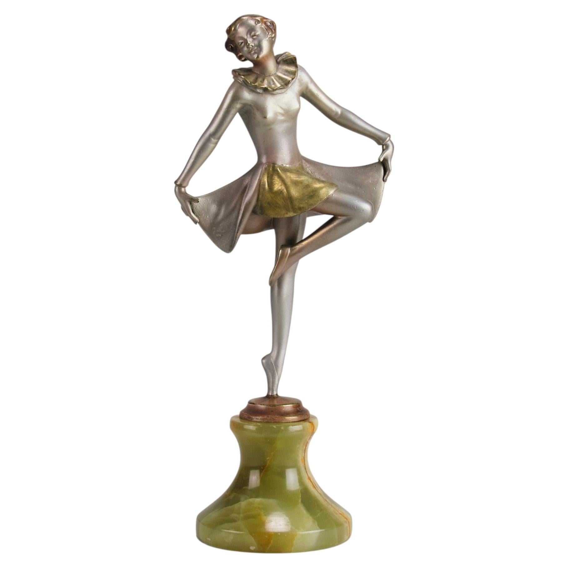 Early 20th Century Cold-Painted Bronze "Curtsy" entitled by Josef Lorenzl For Sale