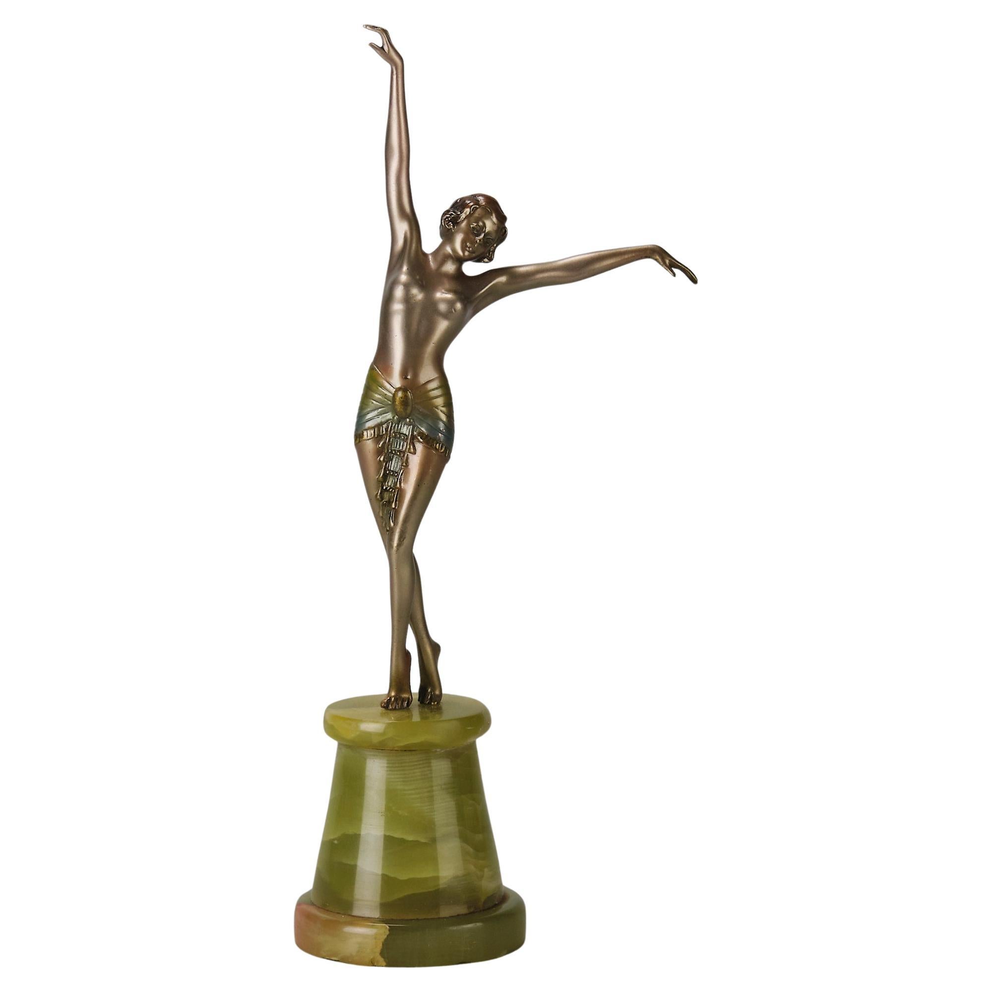 Early 20th Century Cold-Painted Bronze "Egyptian Dancer" by Josef Lorenzl