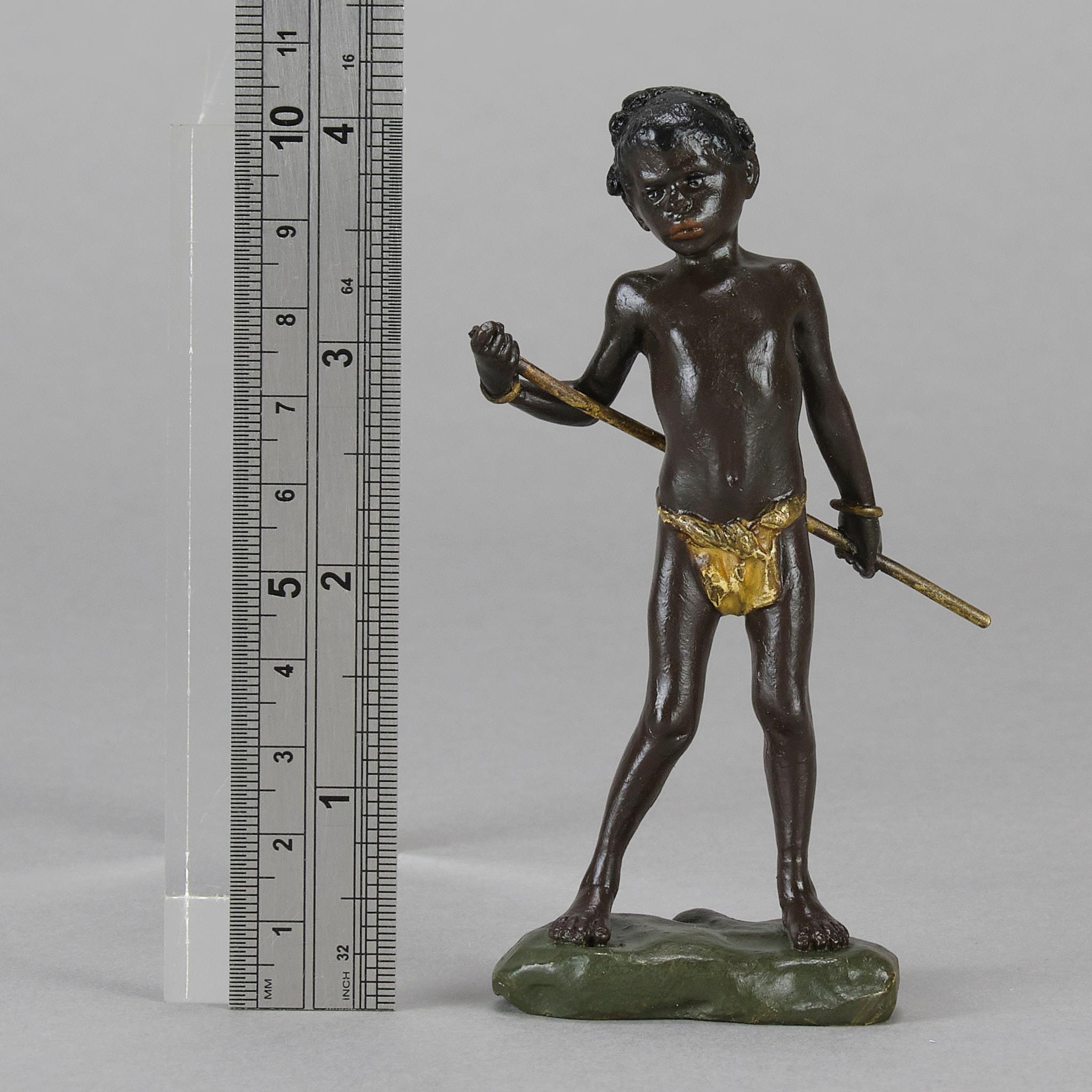 Cold-bemalte Bronze des frühen 20. Jahrhunderts mit dem Titel „Arab Boy“ von Franz Bergman im Angebot 4