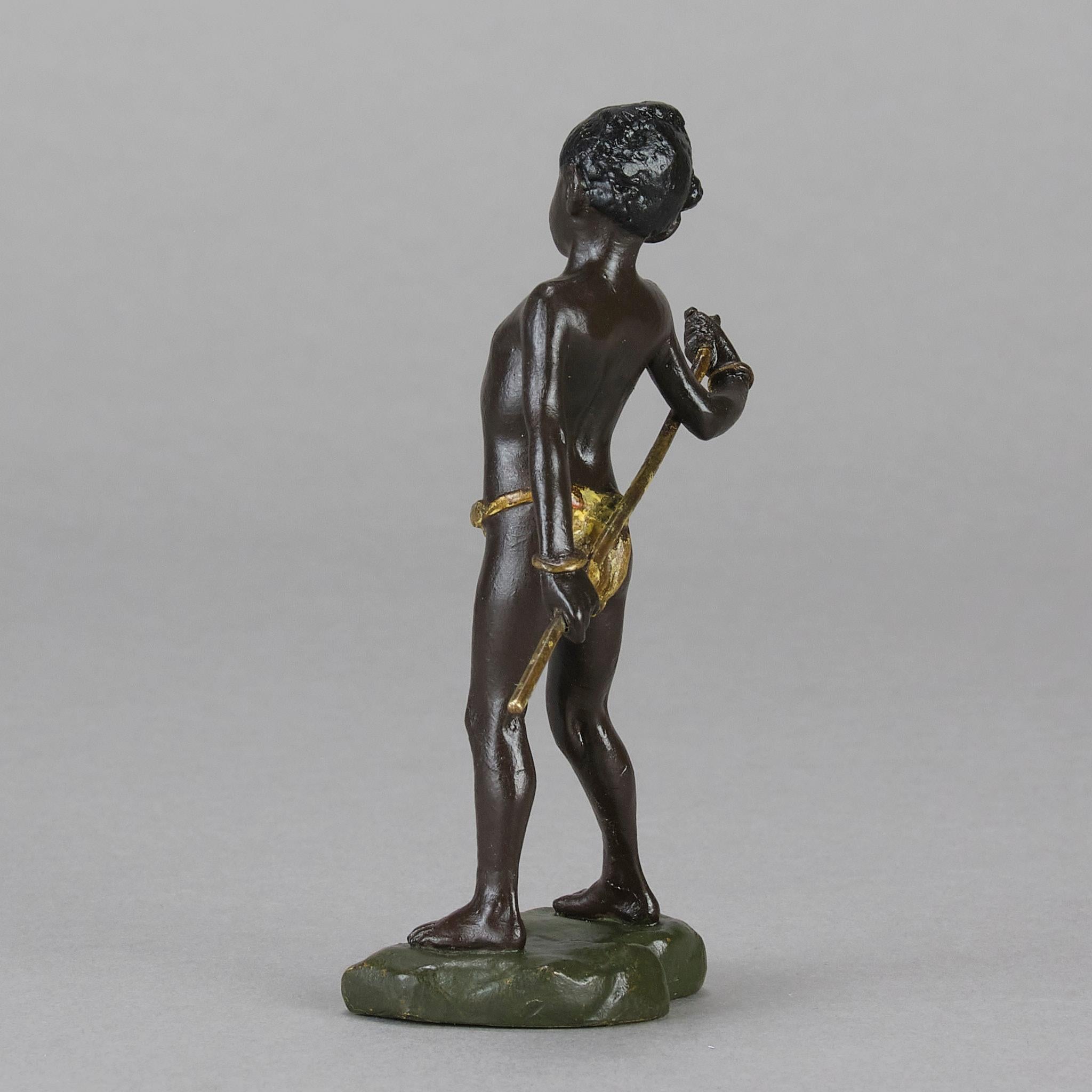 20ième siècle Bronze peint à froid du début du 20e siècle intitulé « Arab Boy » par Franz Bergman en vente