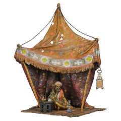 Early 20th Century Cold-Painted Bronze Entitled "Arab in Tent" by Franz Bergman
