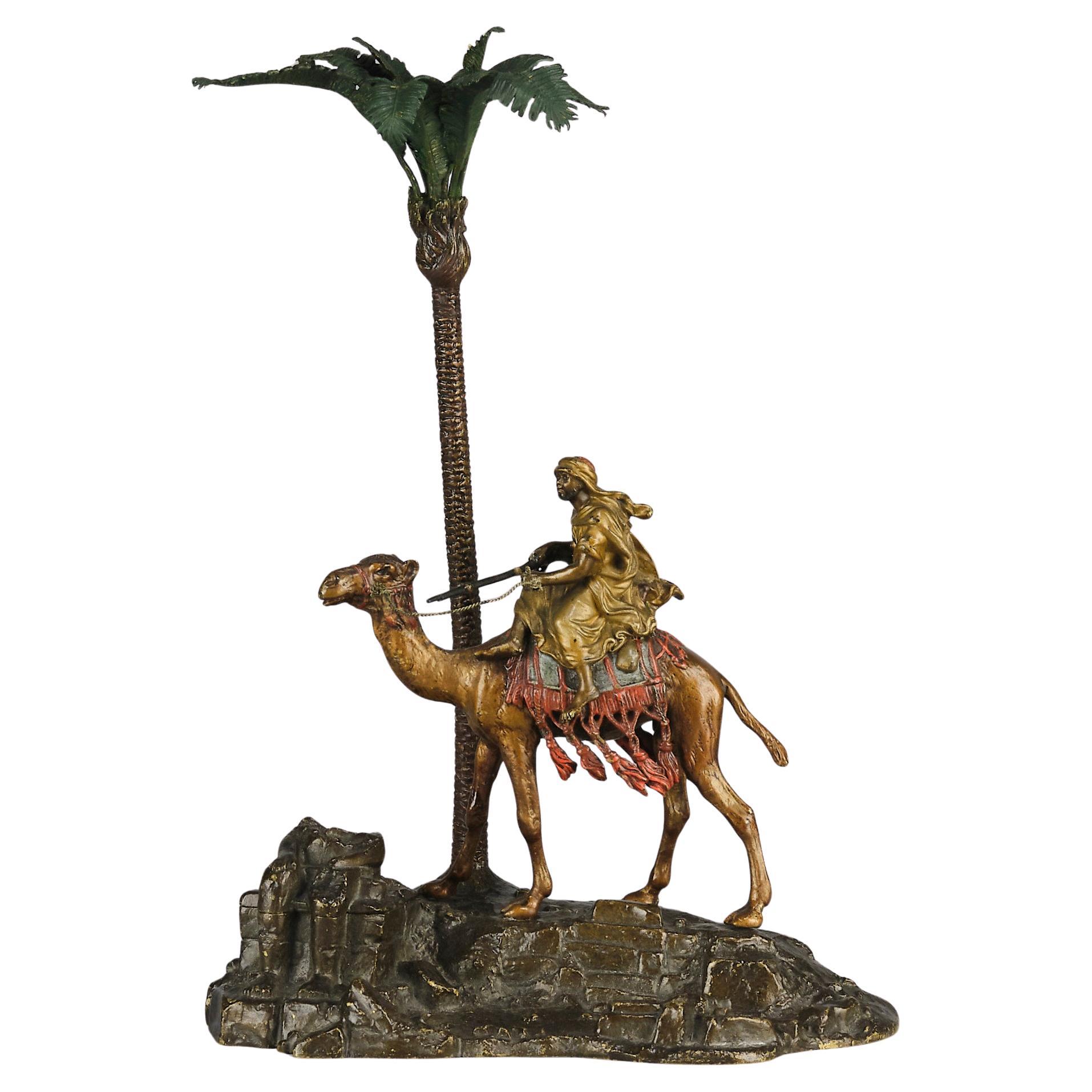 Early 20th Century Cold-Painted Bronze entitled "Arab Inkwell" by Franz Bergman