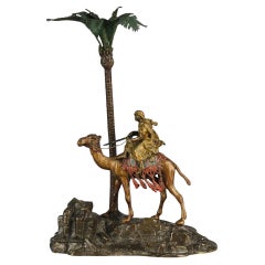 Early 20th Century Cold-Painted Bronze entitled "Arab Inkwell" by Franz Bergman