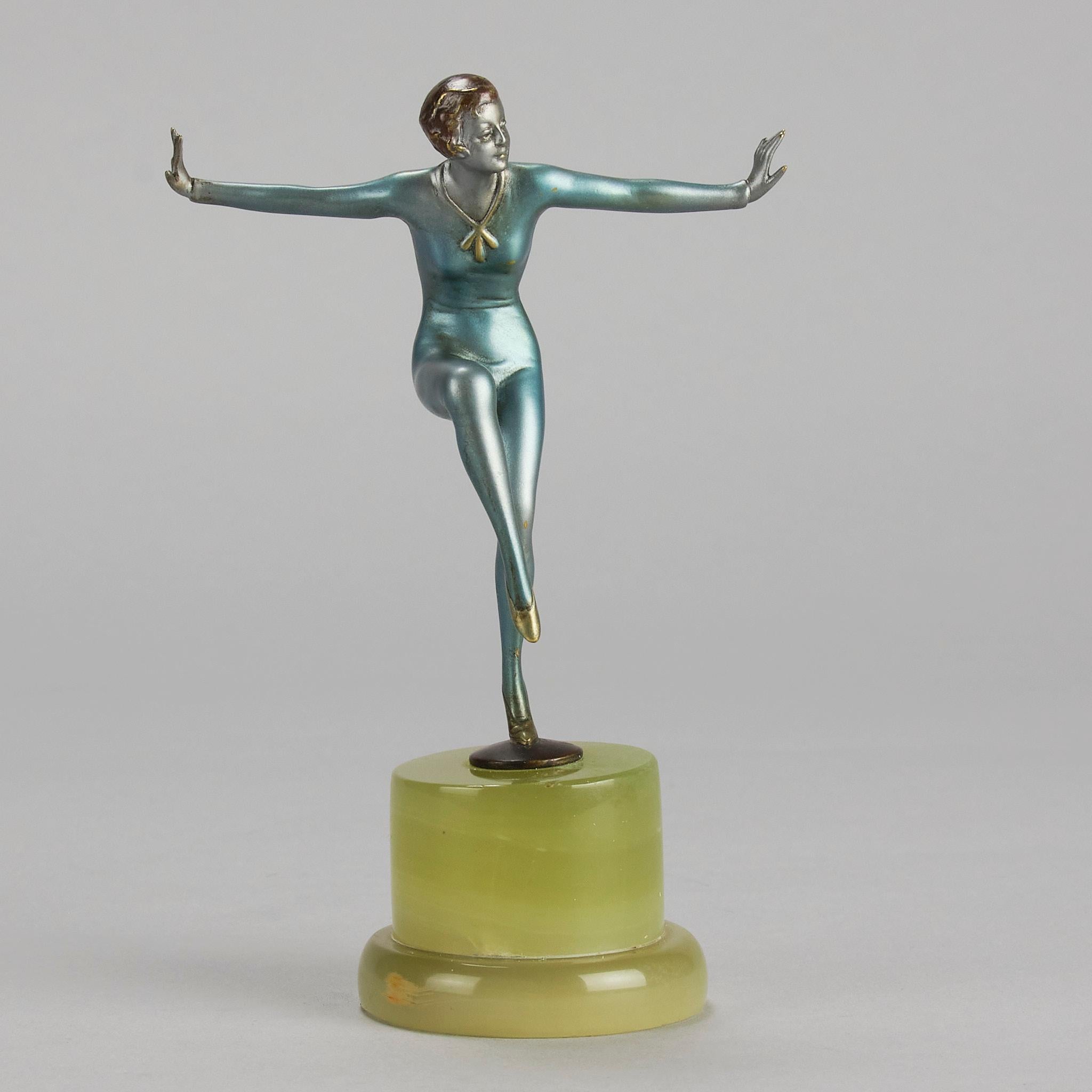 Art Déco Bronzo dipinto a freddo dei primi del Novecento intitolato 
