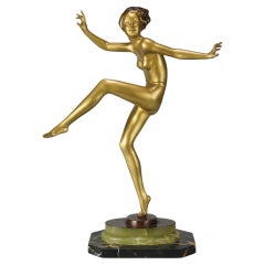 Early 20th Century Cold Painted Bronze entitled "Art Deco Dancer" by Lorenzl