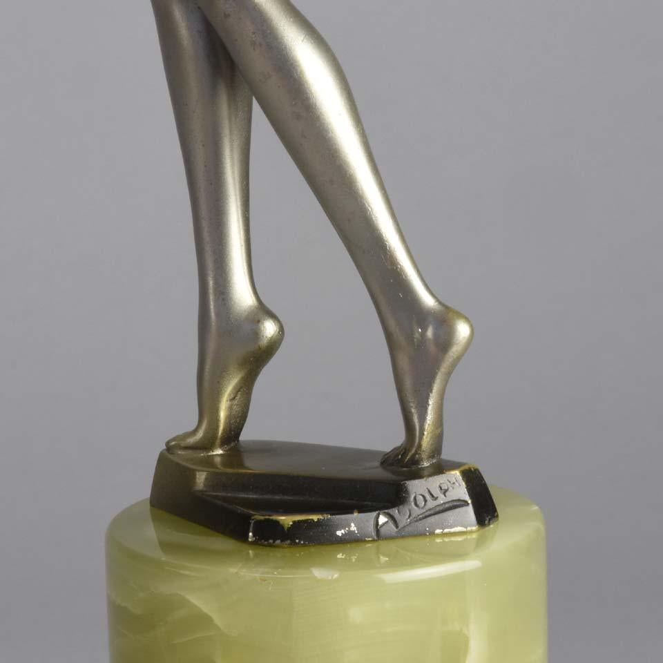 Cold-bemalte Bronze des frühen 20. Jahrhunderts mit dem Titel „Art déco-Dame“ von Josef Adolf im Angebot 5