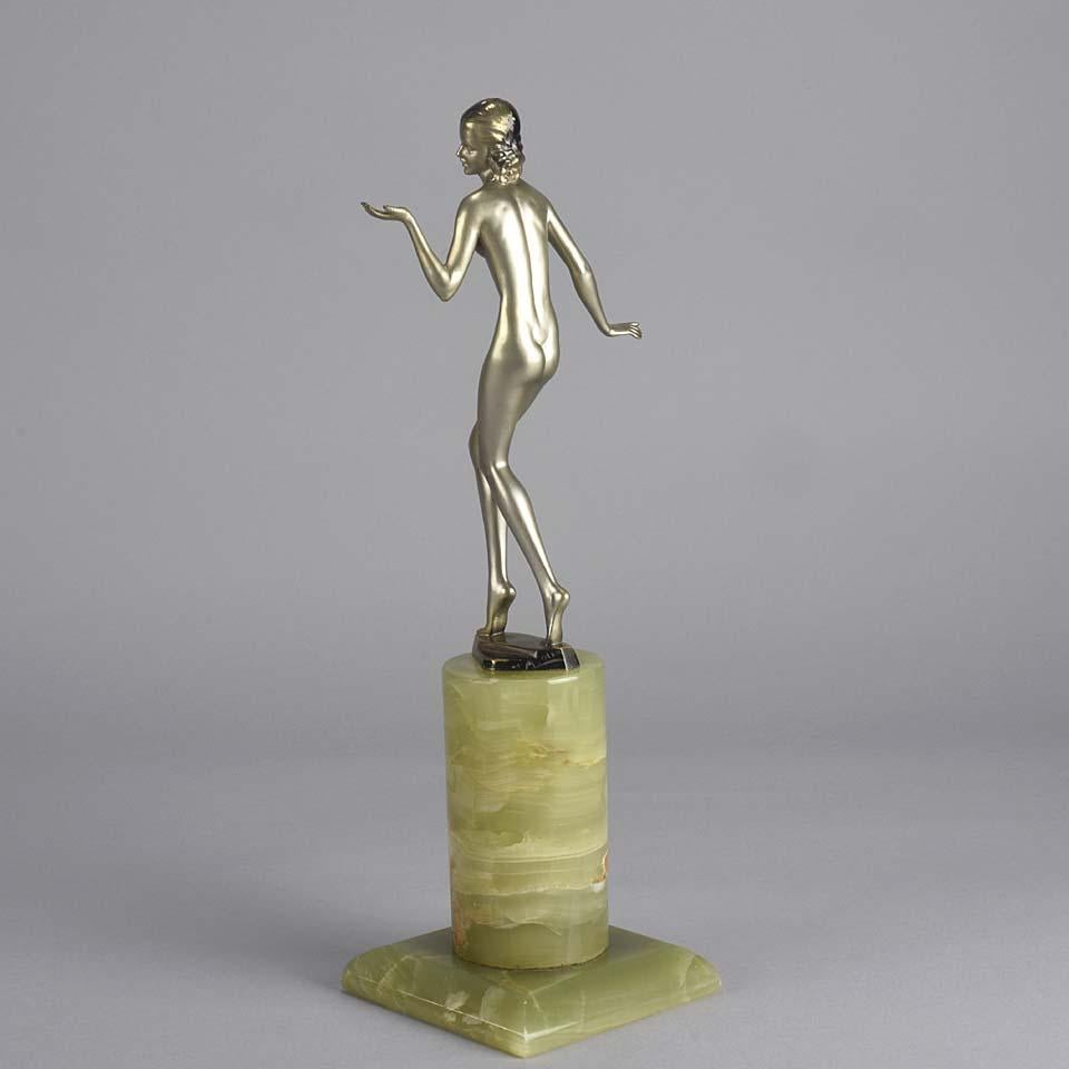 Cold-bemalte Bronze des frühen 20. Jahrhunderts mit dem Titel „Art déco-Dame“ von Josef Adolf im Angebot 2