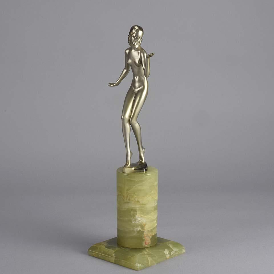 Cold-bemalte Bronze des frühen 20. Jahrhunderts mit dem Titel „Art déco-Dame“ von Josef Adolf im Angebot 4
